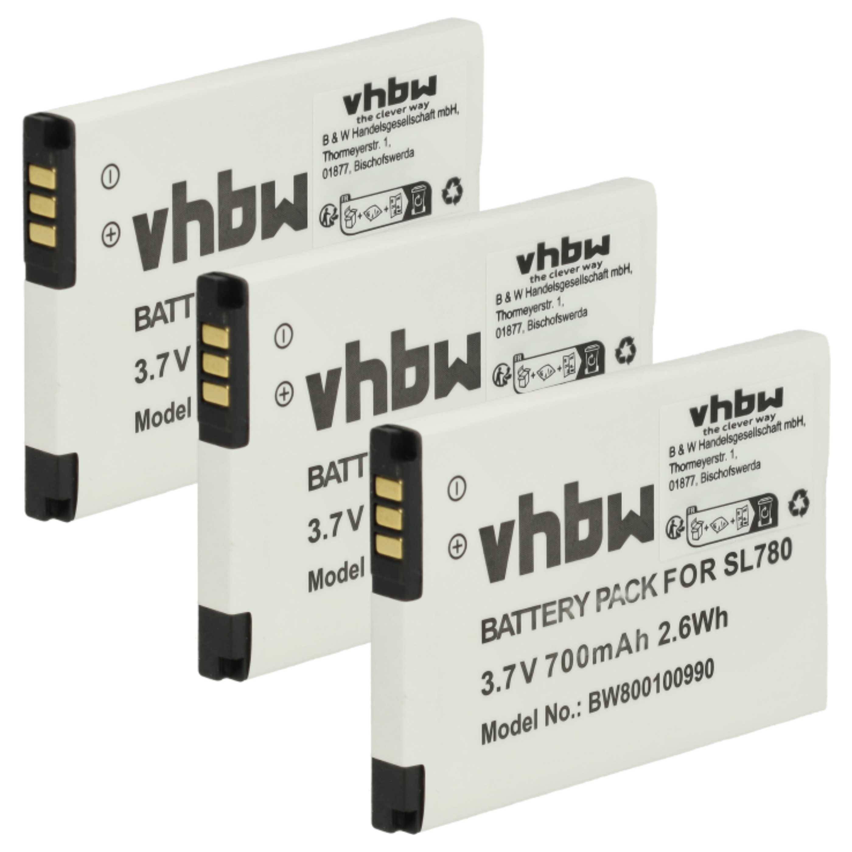 vhbw 3x Akku Ersatz für Siemens Gigaset V30145-K1310K-X444, 4250366817255, S30852-D2152-X1 für schnurlos Festnetz Telefon (700 mAh, 3,7 V, Li-Ion)