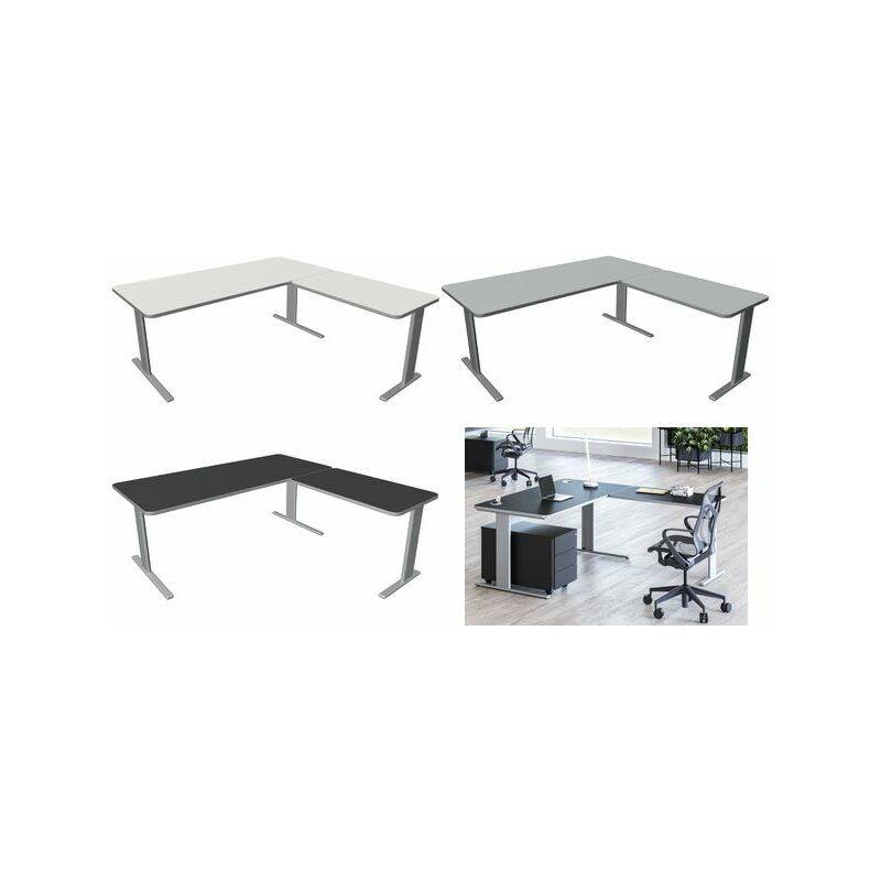 kerkmann Schreibtisch UNIC mit Anbau, (B)1.800 mm, lichtgrau