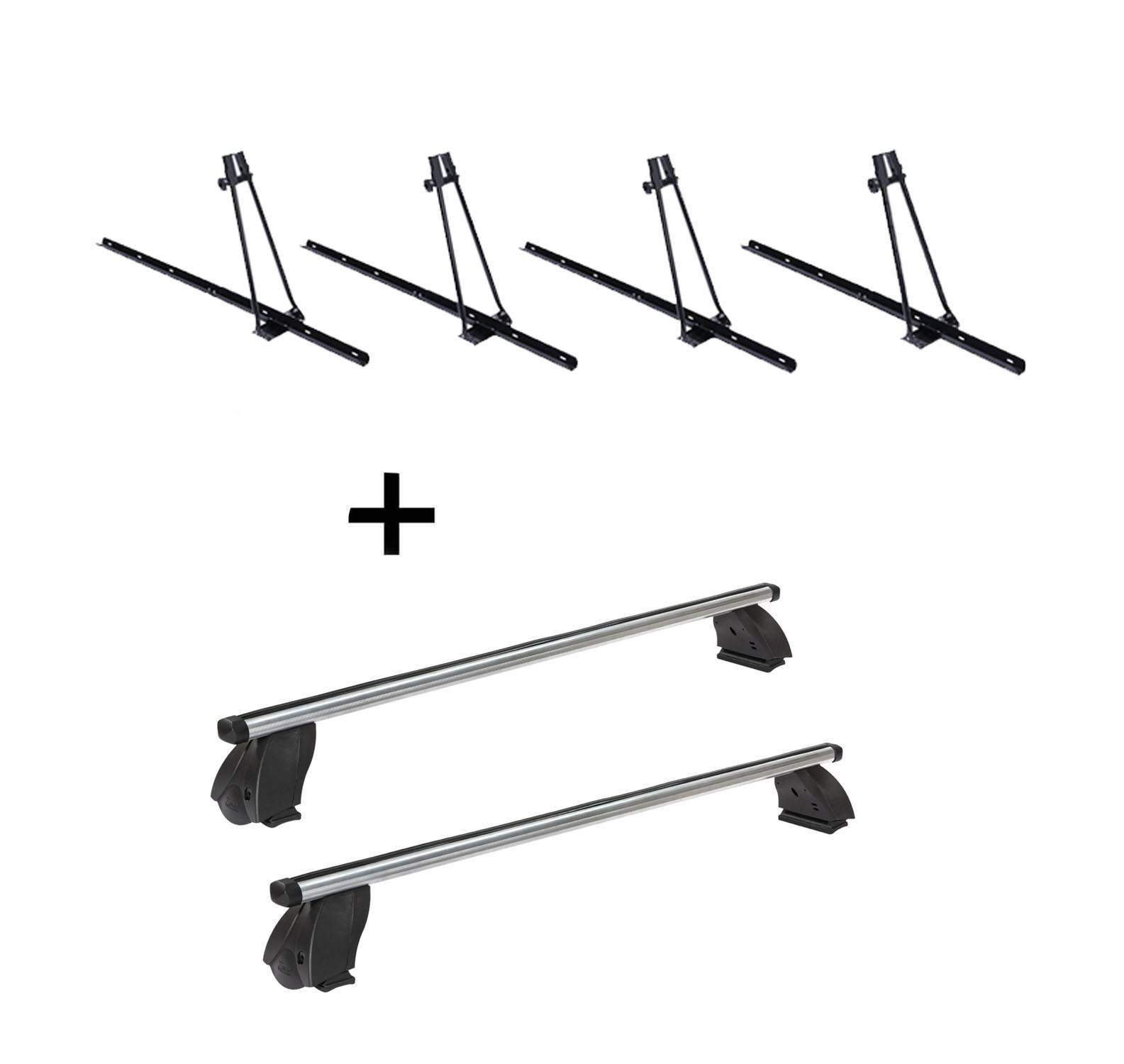 4x Fahrradträger ORION + Dachträger K1 PRO Aluminium kompatibel mit für VW Caddy (2K) Panel ab 15