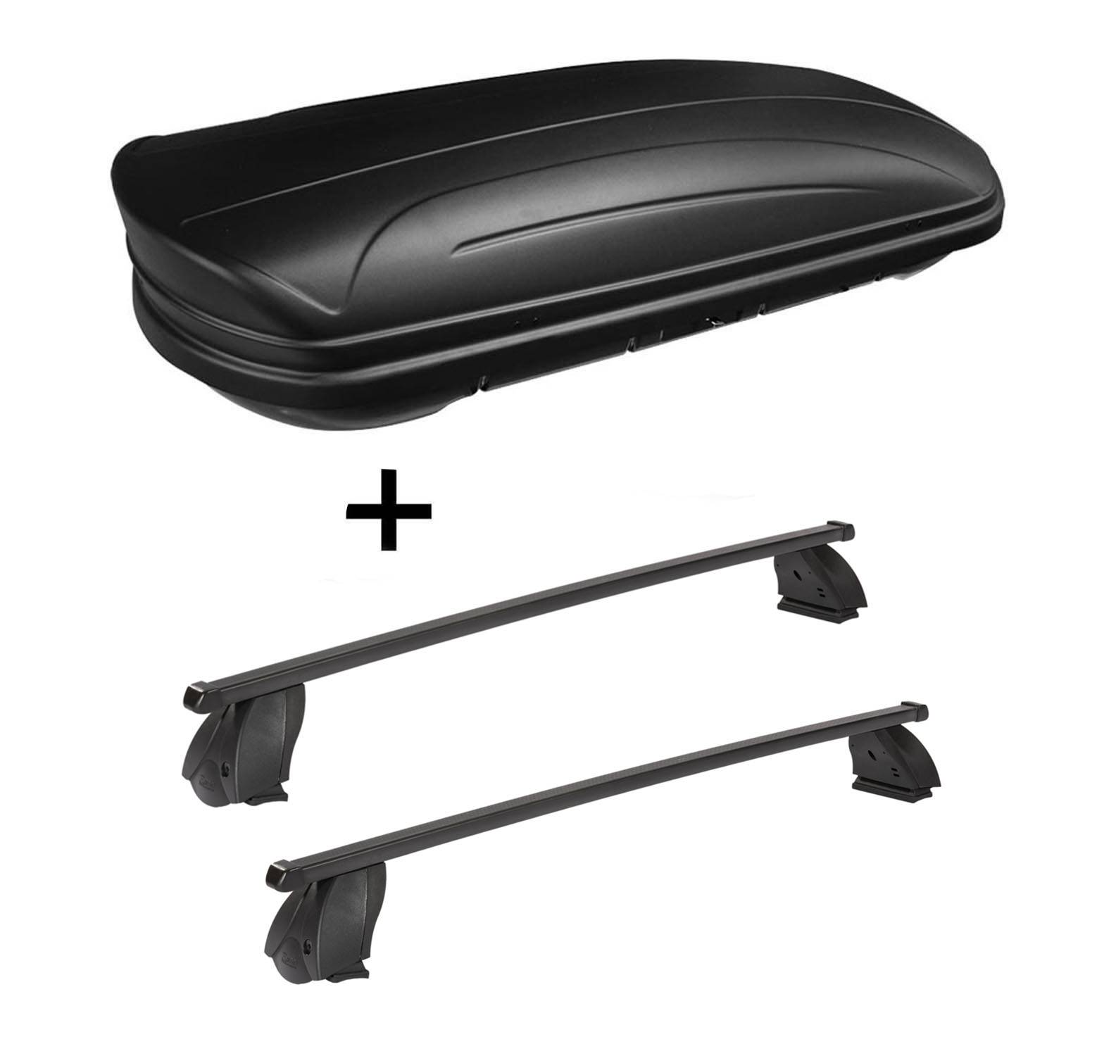 Dachbox VDPMAA320 320 Liter abschließbar schwarz matt + Dachträger K1 MEDIUM kompatibel mit für Mercedes CLS Shooting Brake (X218) (5Türer) ab 12