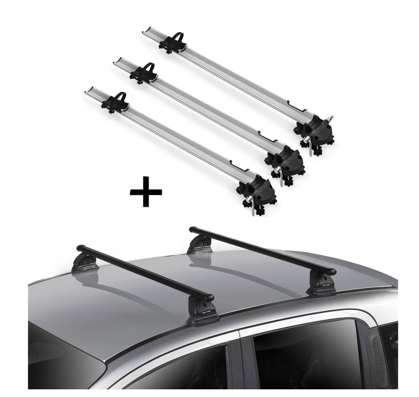 3x Fahrradträger Bike Pro + Dachträger VDP EVO Stahl kompatibel mit Bmw Serie 3 Touring (E91) 5 Türer 2005-2012