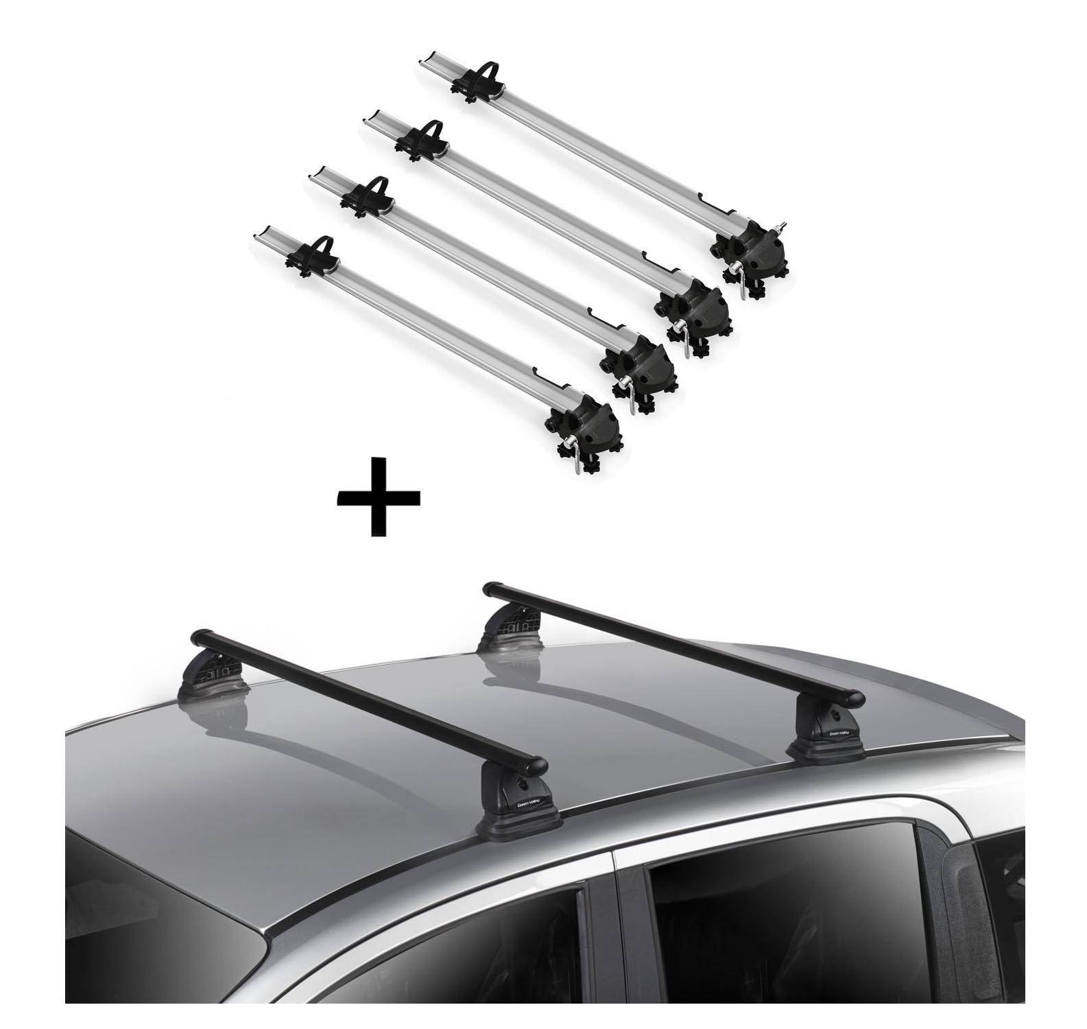 4x Fahrradträger Bike Pro + Dachträger VDP EVO Stahl kompatibel mit für Skoda Fabia (6Y) 5 Türer 1999-2007