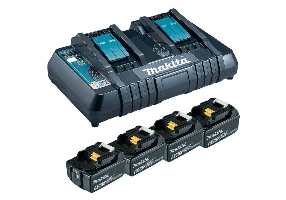 Makita DC18RD - Batterieladegerät + Batterie 4 x - Li-Ion - 6 Ah - 108 Wh - 2 x