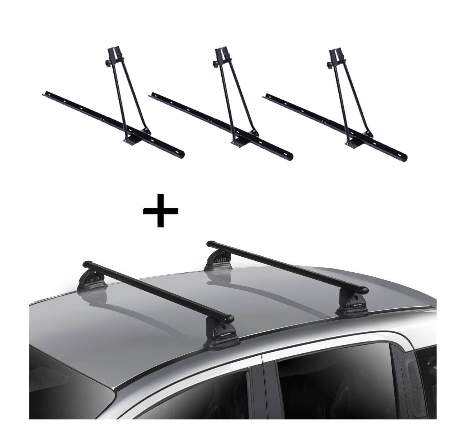 3x Fahrradträger ORION + Dachträger VDP EVO Stahl kompatibel mit für Peugeot 407 3-4 Türer 2004-2012