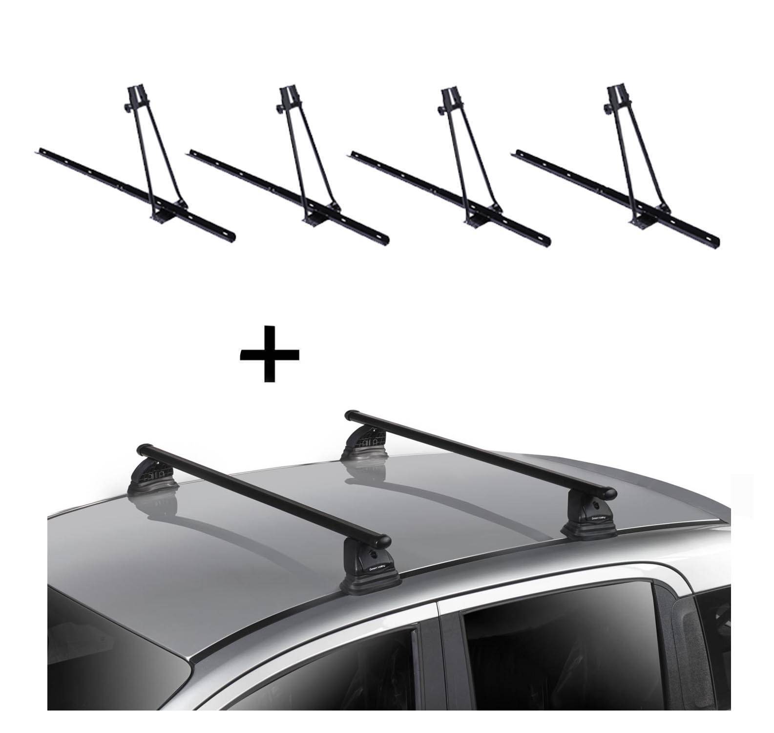 4x Fahrradträger ORION + Dachträger VDP EVO Stahl kompatibel mit für Fiat Fiorino 3-5 Türer ab 2008