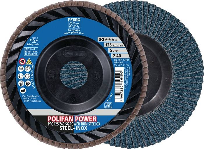 PFERD 69301039 Fächerscheibe TRIM STEELOX D.125mm K.40 PFC/B/T29 STA/VA ZK Z Aus