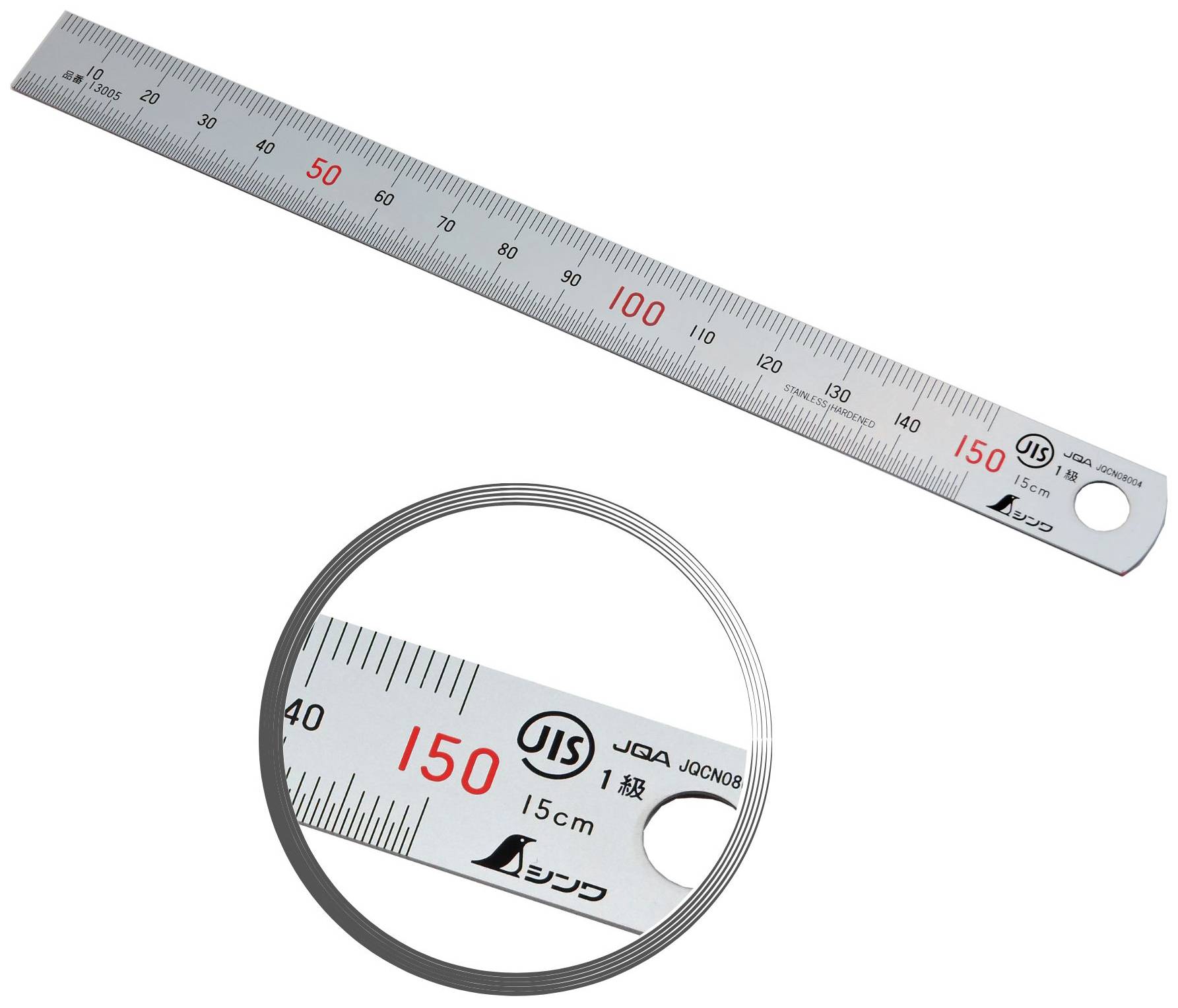 FAMEX 12516 Shinwa Lineal aus Edelstahl 15 cm - mit 0,5mm Skala - Stahllineal Metalllineal - 13005