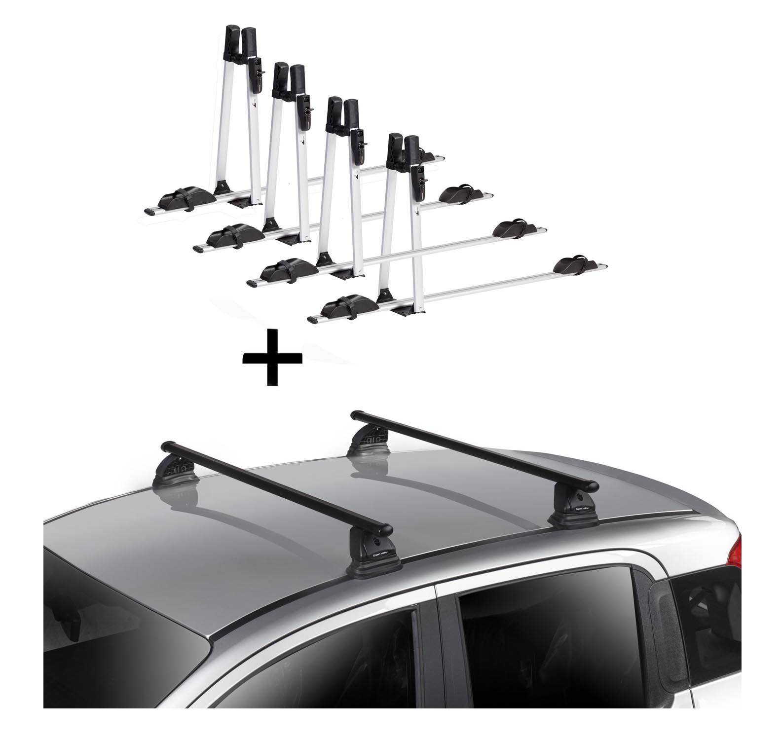 4x VDP Fahrradträger ALU Premium + Dachträger VDP EVO Stahl kompatibel mit für Fiat Fiorino 3-5 Türer ab 2008