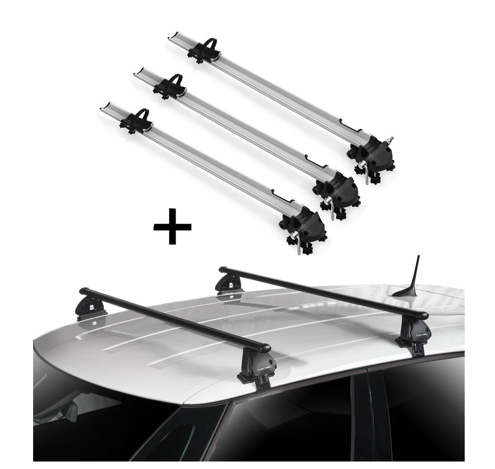 3x Fahrradträger Bike Pro + Dachträger VDP EVO Stahl kompatibel mit für Toyota Aygo (AB40) 5 Türer ab 2014