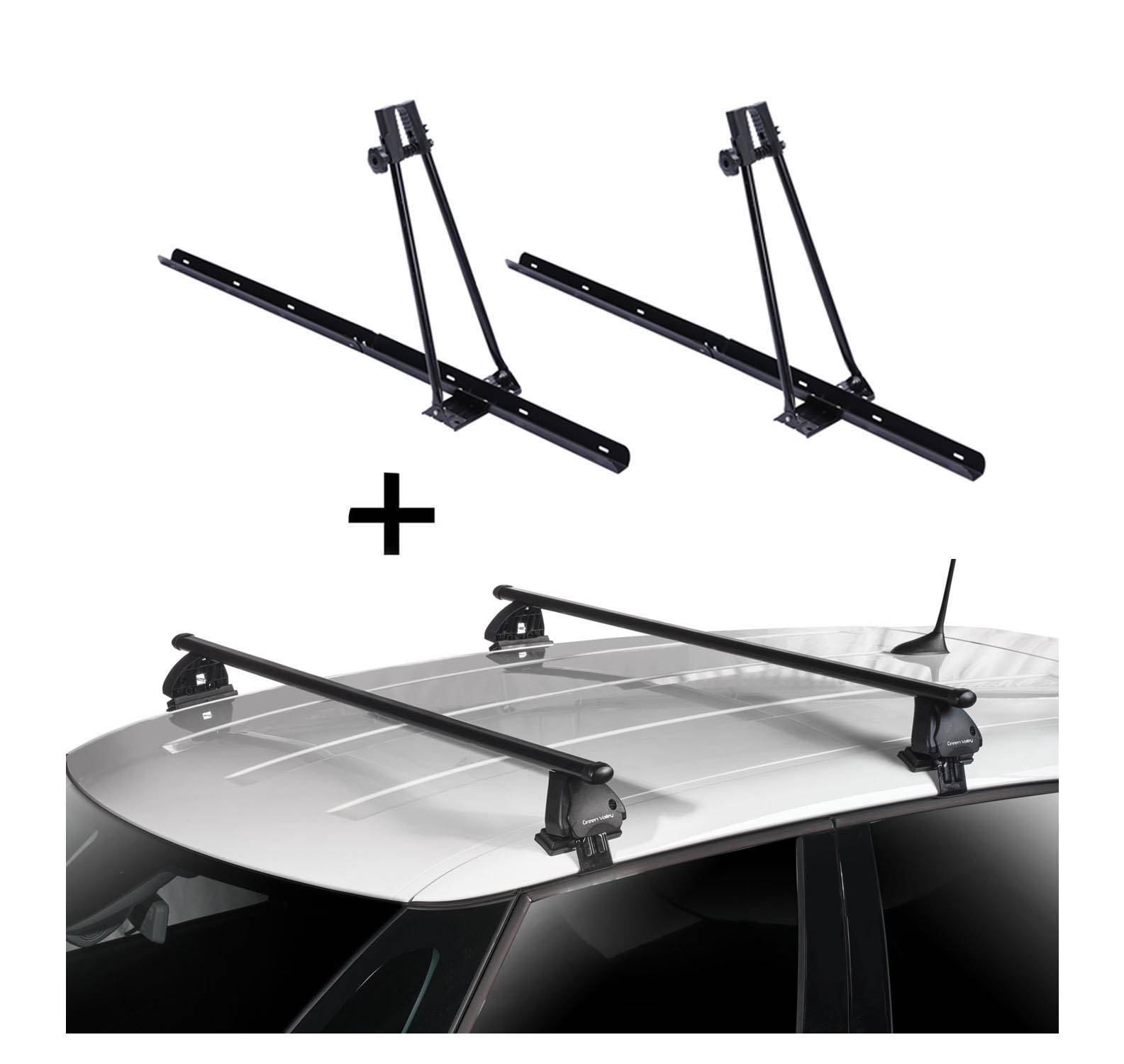 2x Fahrradträger ORION + Dachträger VDP EVO Stahl kompatibel mit für Peugeot 308 5 Türer ab 2013