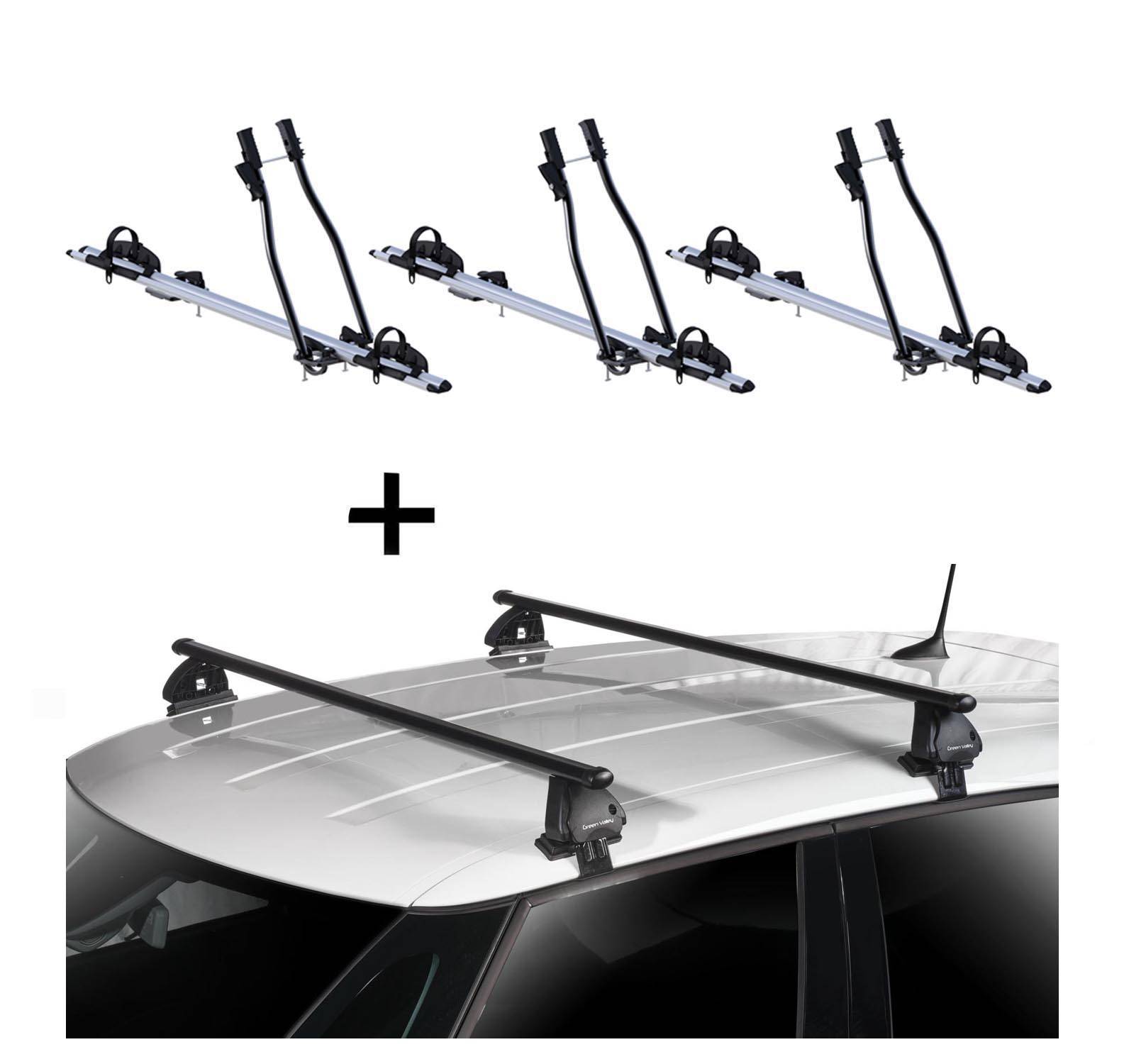 3x Fahrradträger SAGITTAR + Dachträger VDP EVO Stahl kompatibel mit für Renault Clio II  Clio Storia 5 Türer 1998-2005