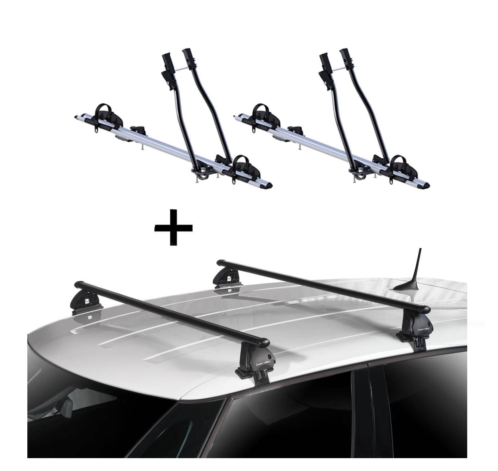 2x Fahrradträger SAGITTAR + Dachträger VDP EVO Stahl kompatibel mit für Lancia Kappa 4 Türer 1994-2001
