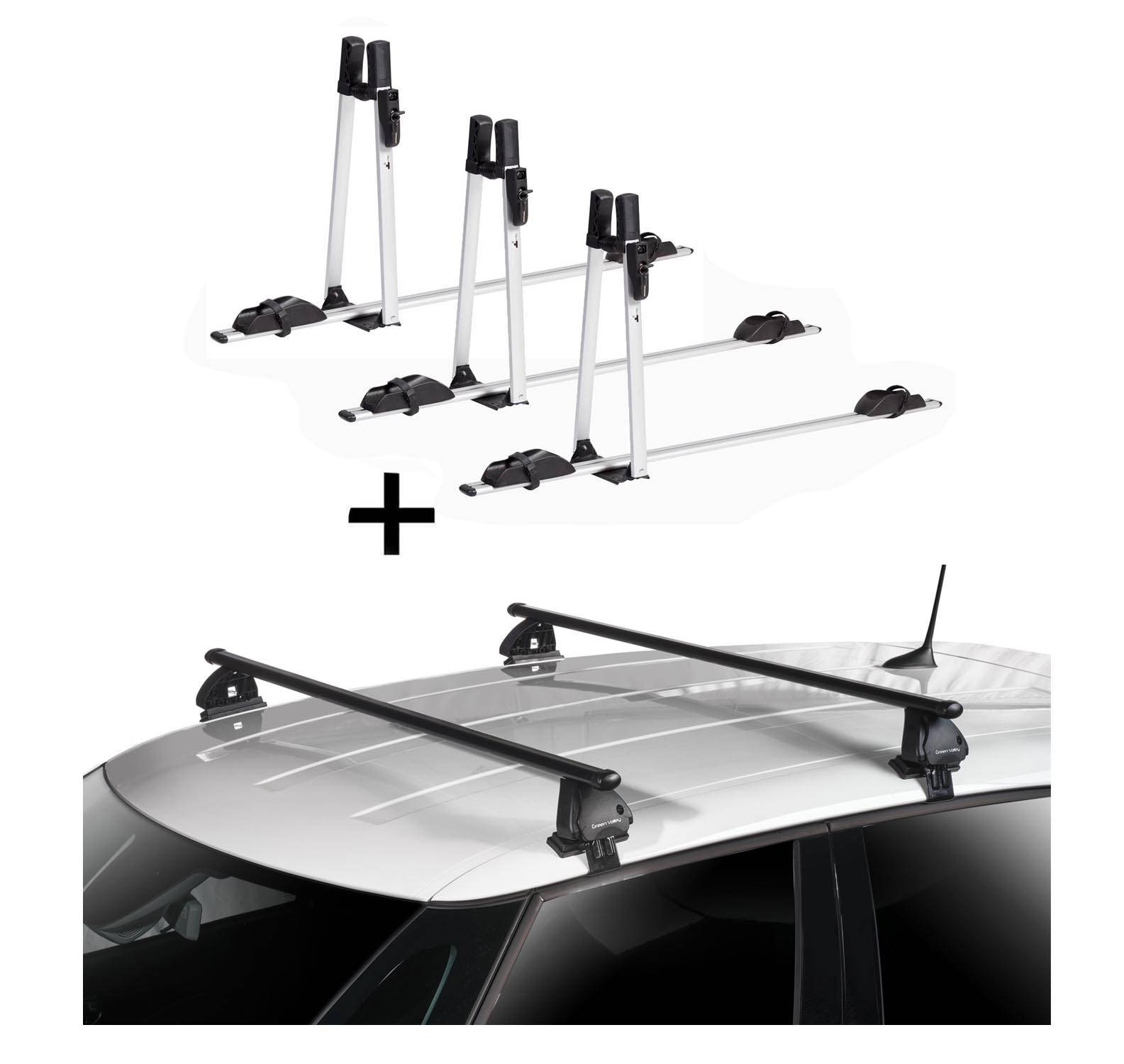 3x VDP Fahrradträger ALU Premium + Dachträger VDP EVO Stahl kompatibel mit für Ford Fiesta IV 5 Türer 1995-2002