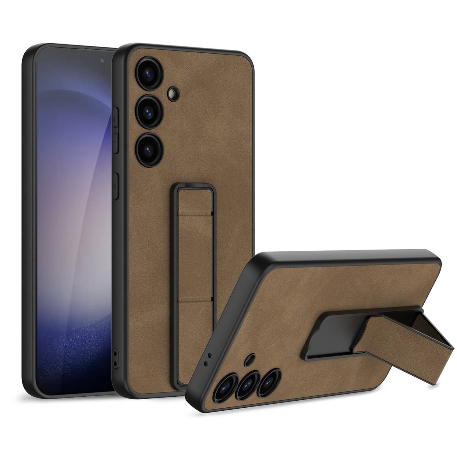 Für Samsung Galaxy S24 Plus GKK Skin Feel Frosted mit Halterung Schutzhülle Braun