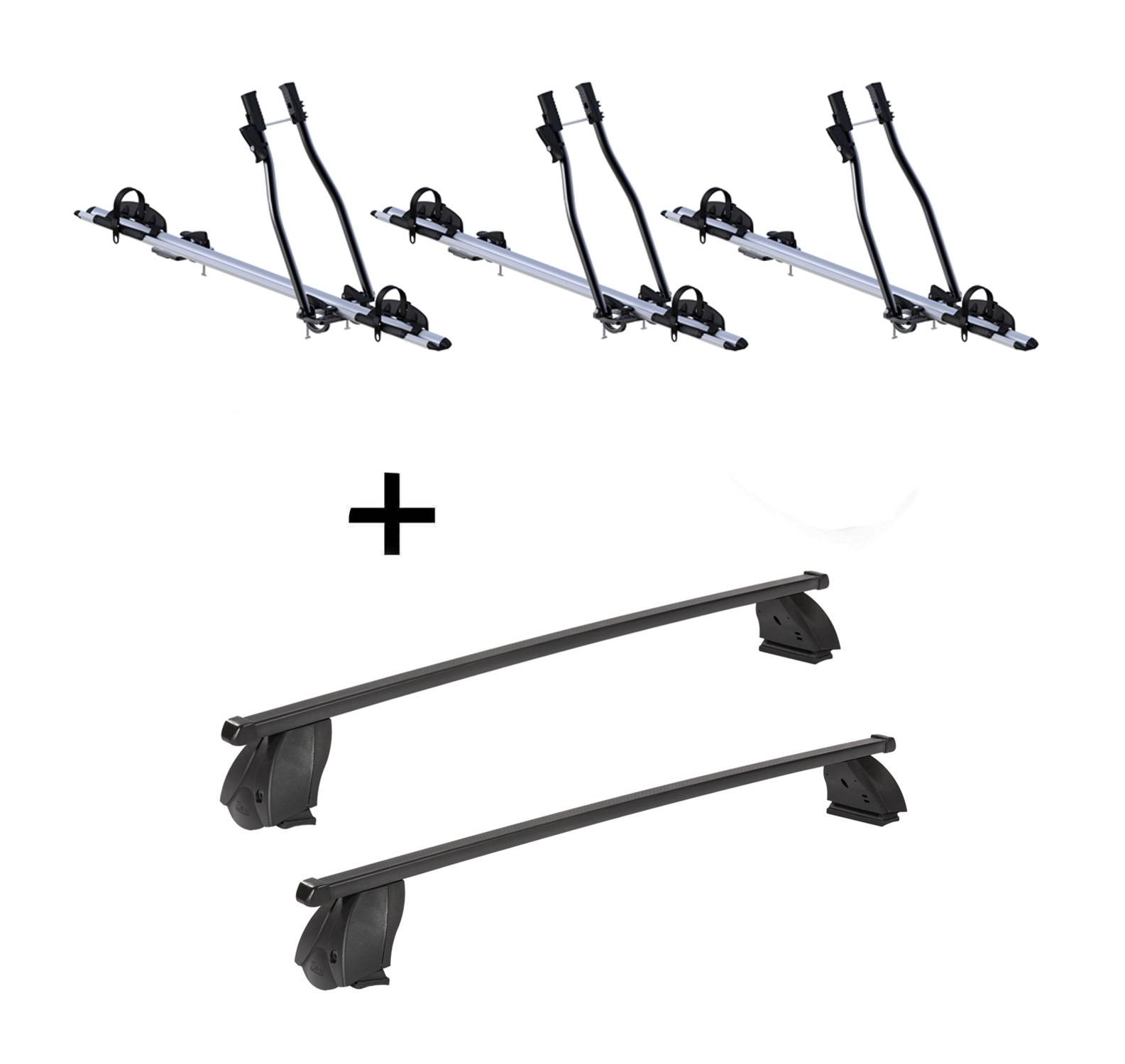 3x Fahrradträger SAGITTAR + Dachträger K1 MEDIUM kompatibel mit für Mercedes CLA Shooting Brake (X117) (5Türer) ab 15