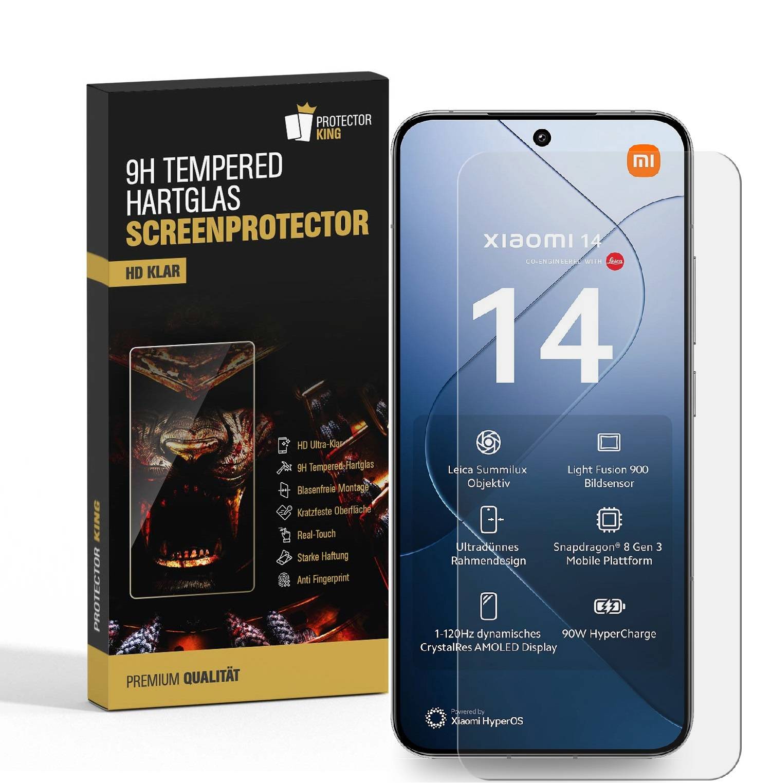 2x 9H Panzerhartglas für Xiaomi 14 3D KLAR Displayschutz Schutzglas Schuzfolie ECHTES TEMPERED Panzerglas Screen Protector