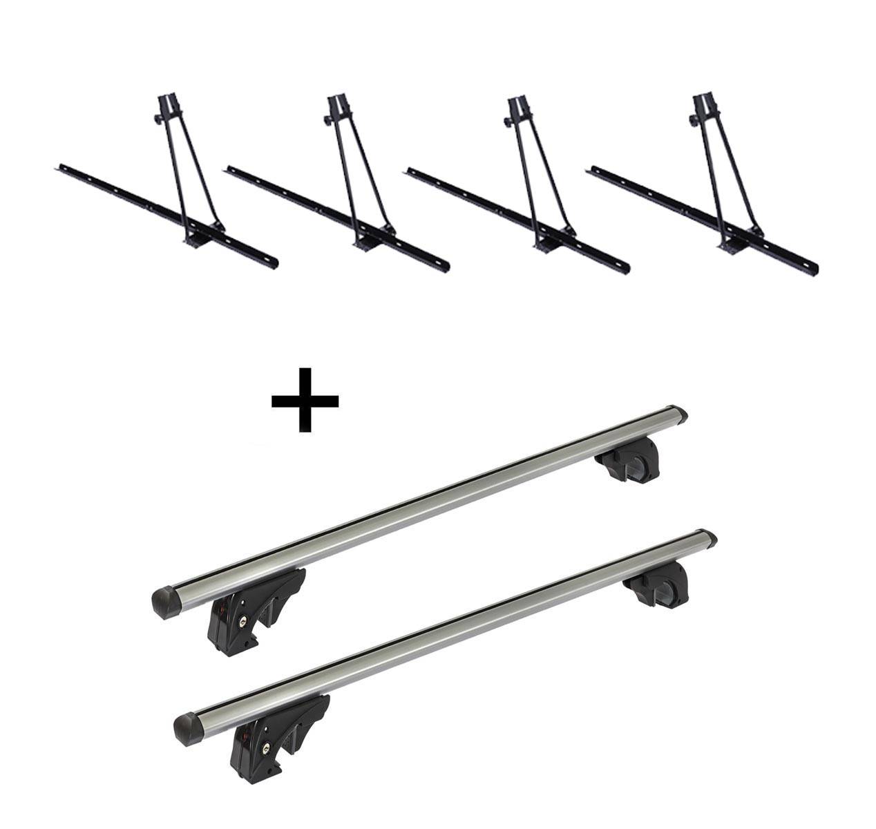 4x Fahrradträger ORION + Dachträger/Relingträger VDP LION2 kompatibel mit für Fiat Panda II Cross (5 Türer) 04-14