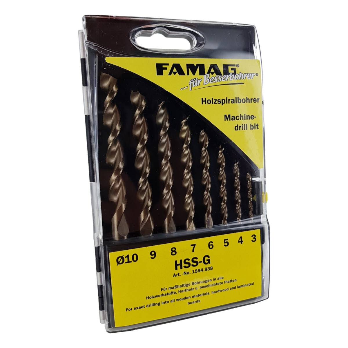 Famag Holzspiralbohrer HSS-G - Set´s 1594.838 - 8-teilig in Kassette