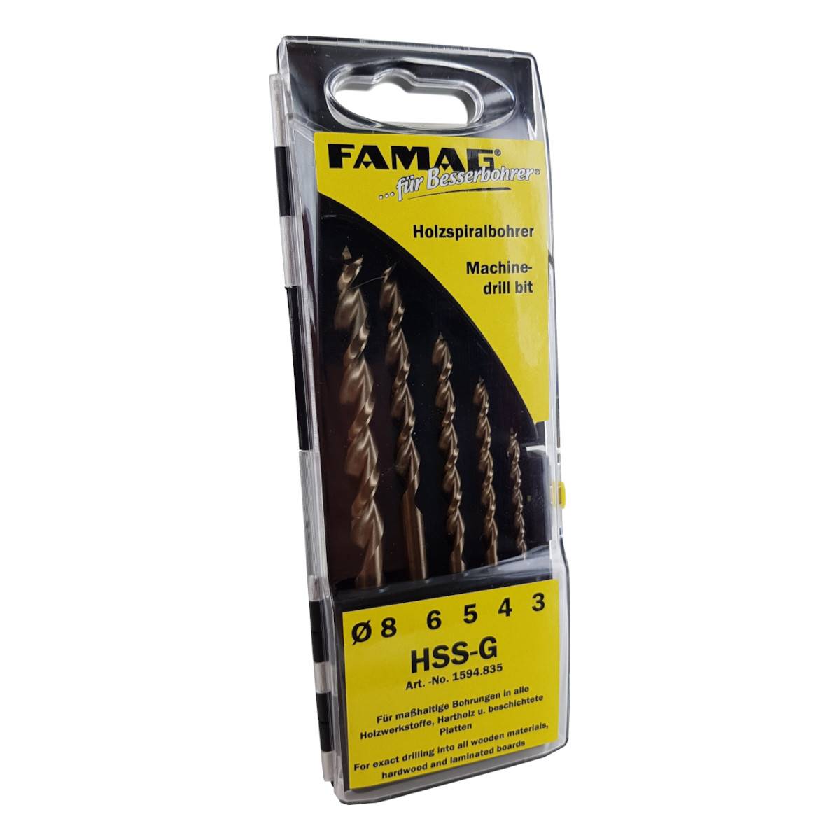 Famag Holzspiralbohrer HSS-G - Set´s 1594.835 - 5-teilig in Kassette