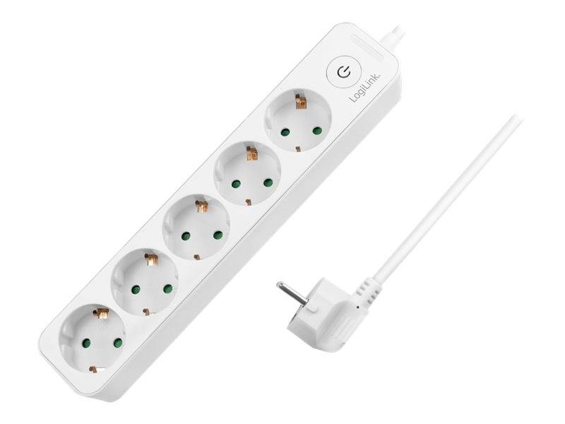LogiLink - Steckdosenleiste - Wechselstrom 250 V - 3680 Watt - Eingabe, Eingang Stromversorgung - Ausgangsanschlüsse: 5 (5 x Stecker CEE 7/3)