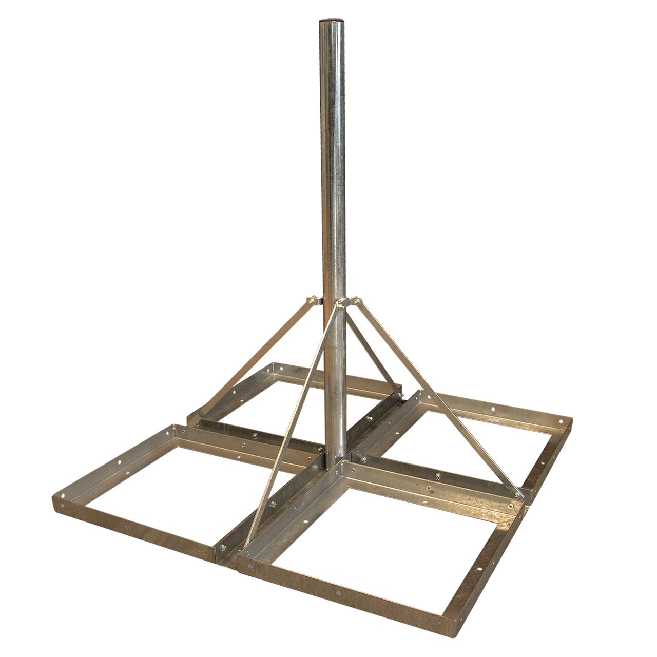 PremiumX Flachdachständer DELUXE 4x 50x50cm Stahl 1,2m Mast 60mm SAT Platten-Ständer Balkonständer für Satelliten-Schüssel