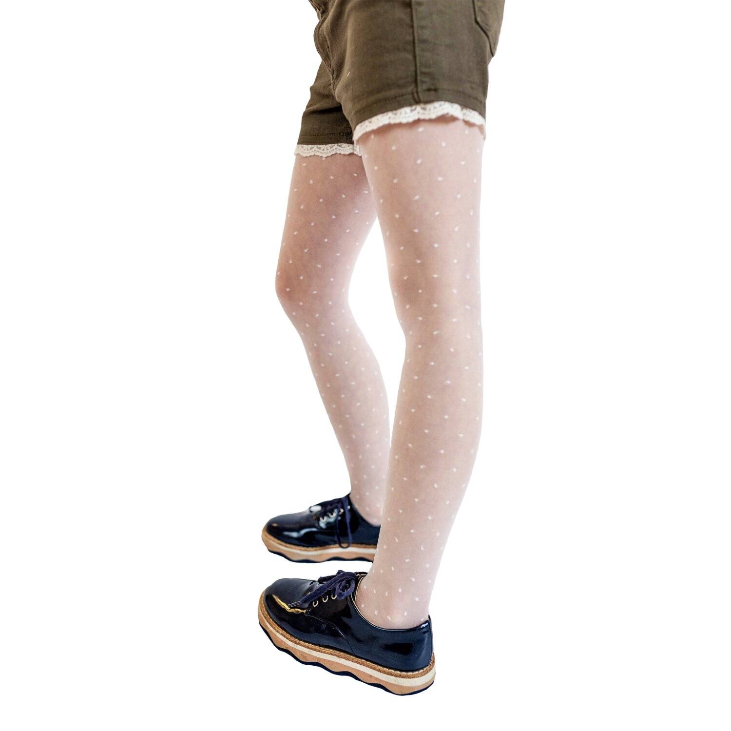 Charmante Kinderstrumpfhose mit Tupfenmuster 20 DEN 104/110 Weiß