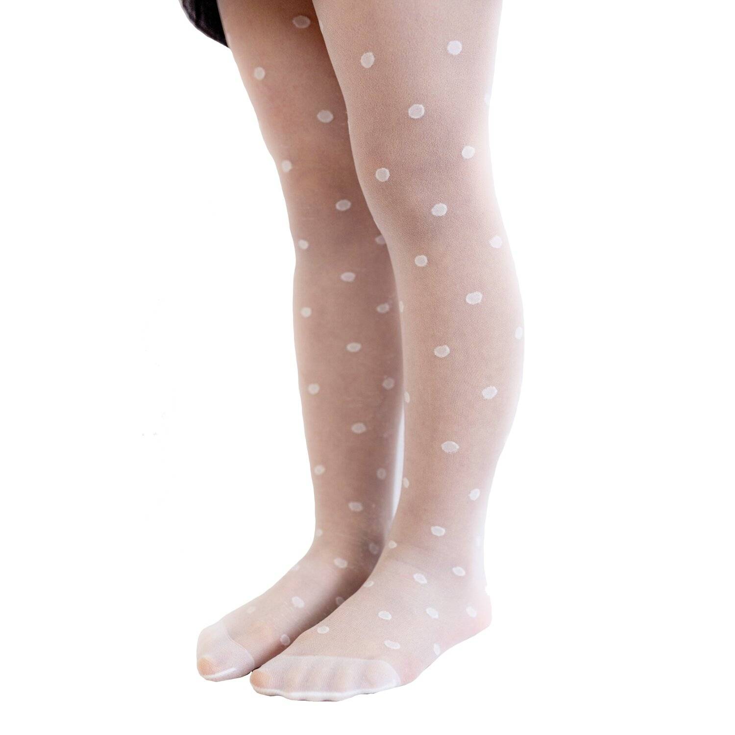 Verspielte Eleganz für Kinder: Kinderstrumpfhose mit Punktmuster 20 DEN Weiß 104/110