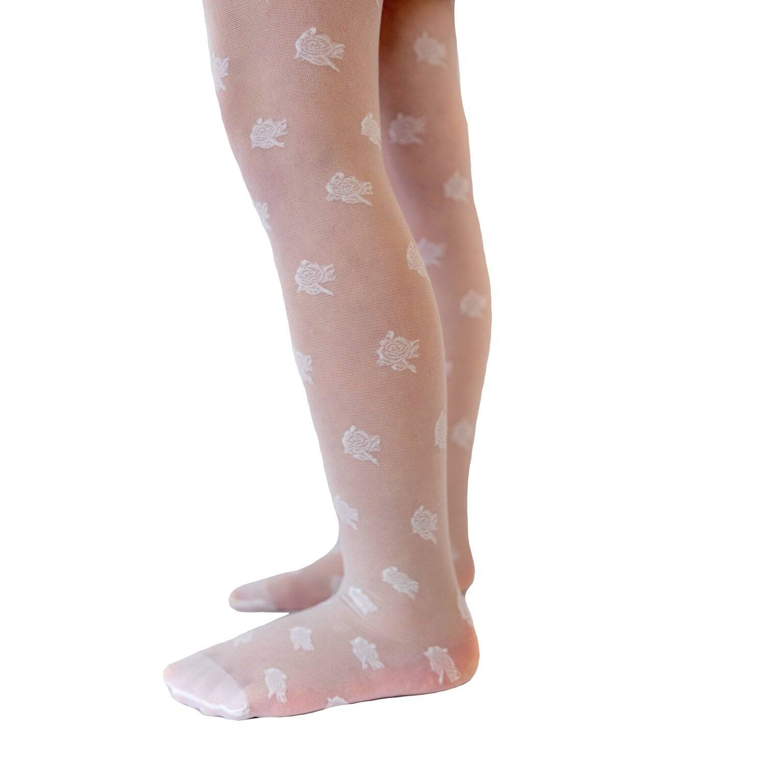 Stilvolle Kindermode: Kinderstrumpfhose mit fröhlichem Rosenmuster 20 DEN Weiß 104/110