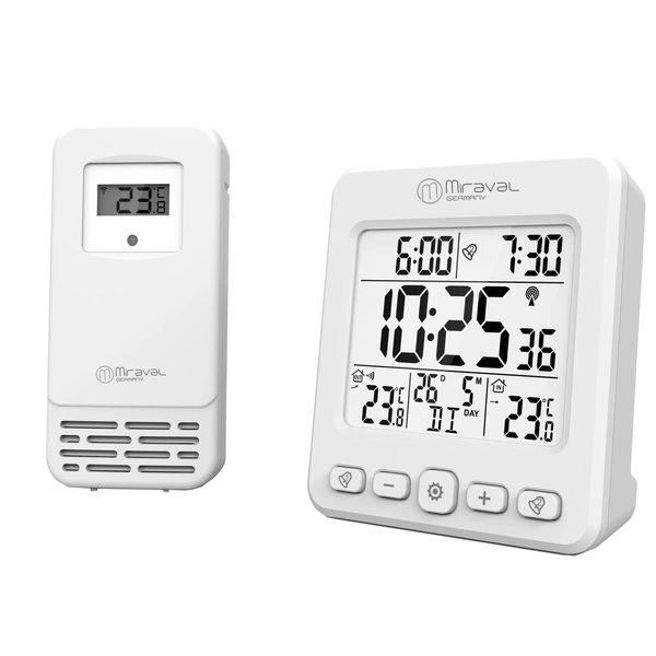 LCD Funk-Wetterstation mit Außensensor Wecker Funkuhr Kalender Datum 2 Alarme - 4-MV5832-1 LCD Funk-Wetterstation mit Außensensor Wecker Funkuhr Kalender Datum 2 Alarme - 4-MV5832-1