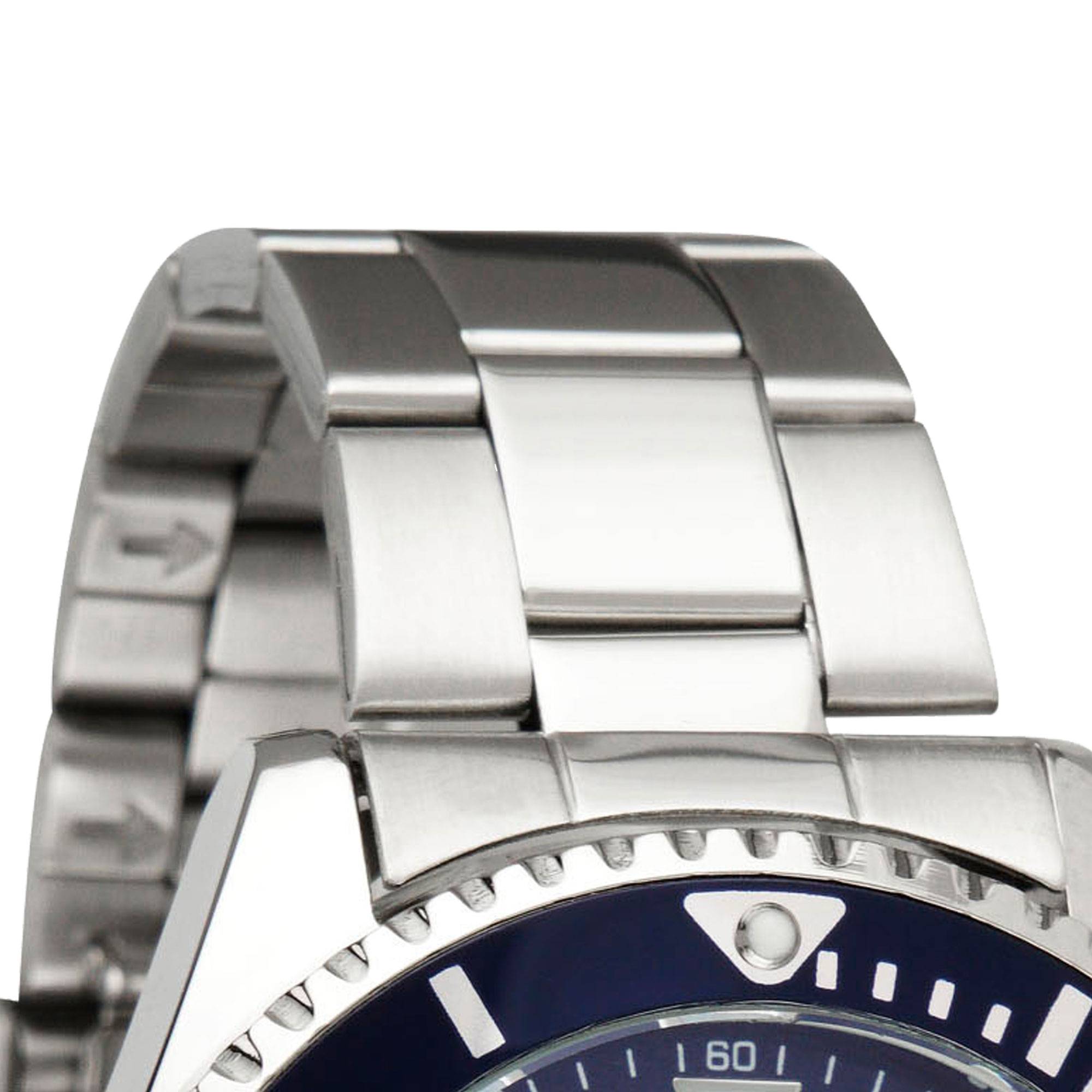 Miraval Herrenarmbanduhr mit Edelstahlarmband 43 mm Datumsanazeige Lupe japanisches Quarzuhrwerk 21 mm breit Klassich Modern Männer Blau