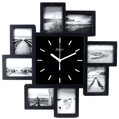 Miraval Design Bilderrahmenuhr Wanduhr mit 8 Bilderrahmen zum Individualisieren 350 mm lautlos kein Ticken Japanisches Quarzuhrwerk Miraval Design Bilderrahmenuhr Wanduhr mit 8 Bilderrahmen zum Individualisieren 350 mm lautlos kein Ticken Japanisches Quarzuhrwerk