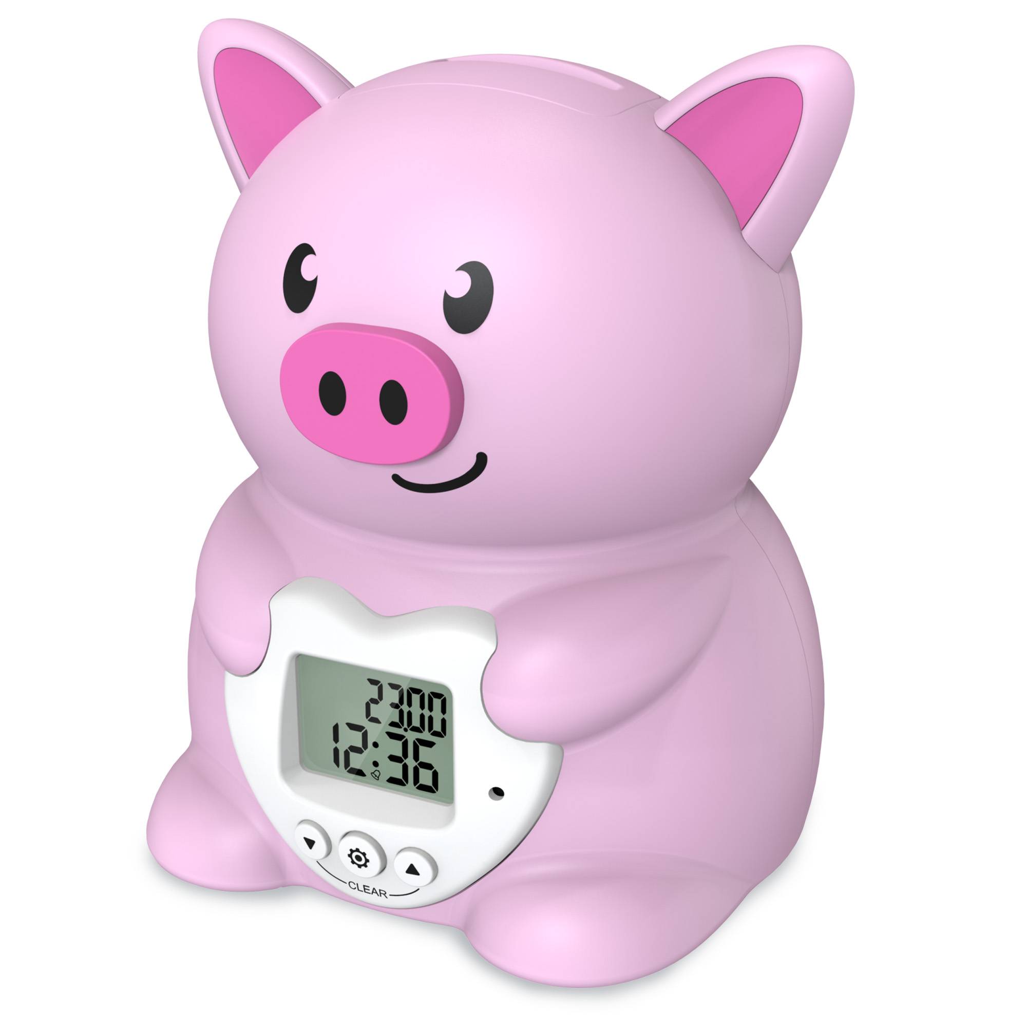 Miraval Wecker mit Spardose und Zählwerk Schwein lautlos Snooze automatisches zählen manuelles korrigieren