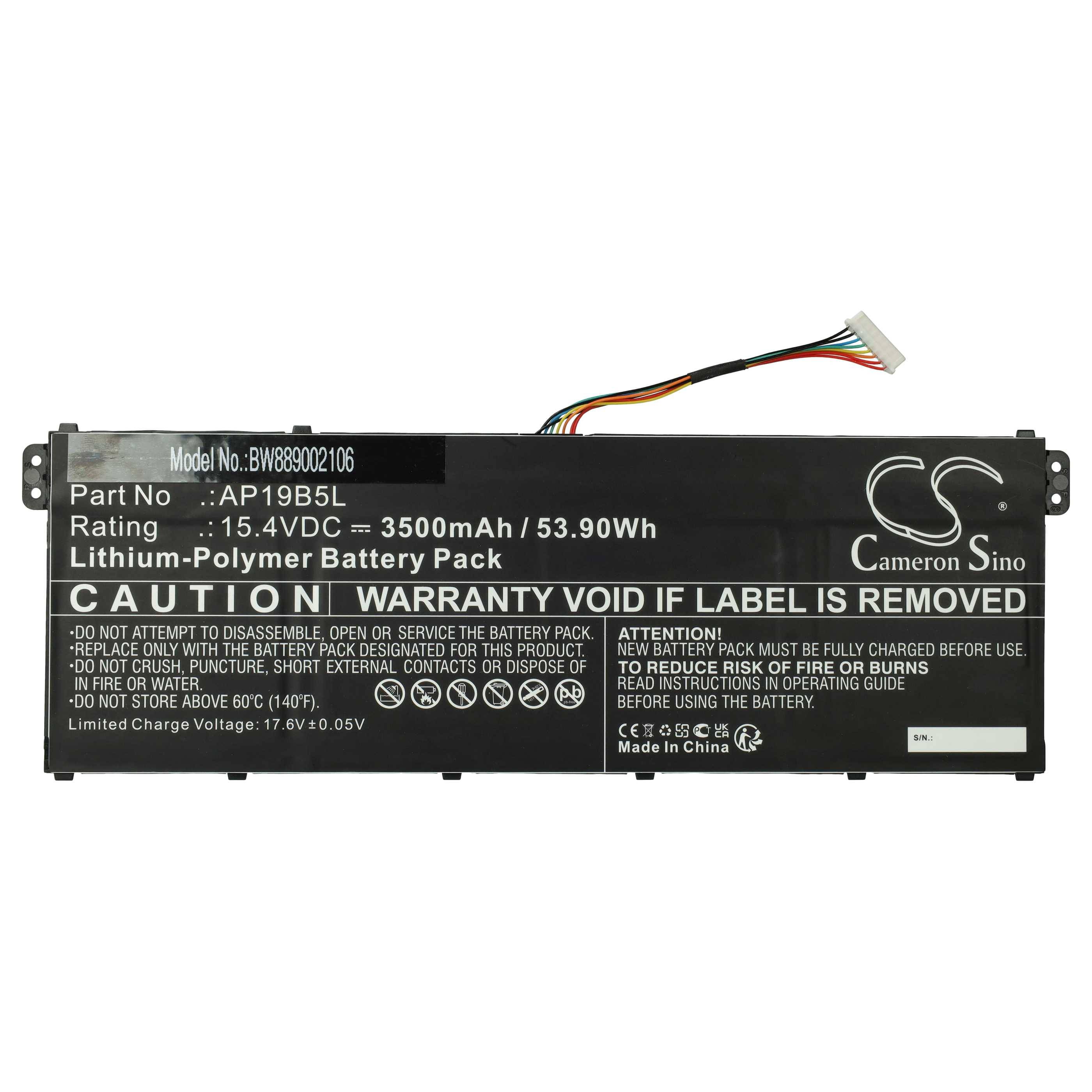 vhbw Akku kompatibel mit Acer Aspire 5 A515-43-R4YY, A515-43-R4TQ Notebook (3500 mAh, 15,4 V, Li-Polymer) - Infochip