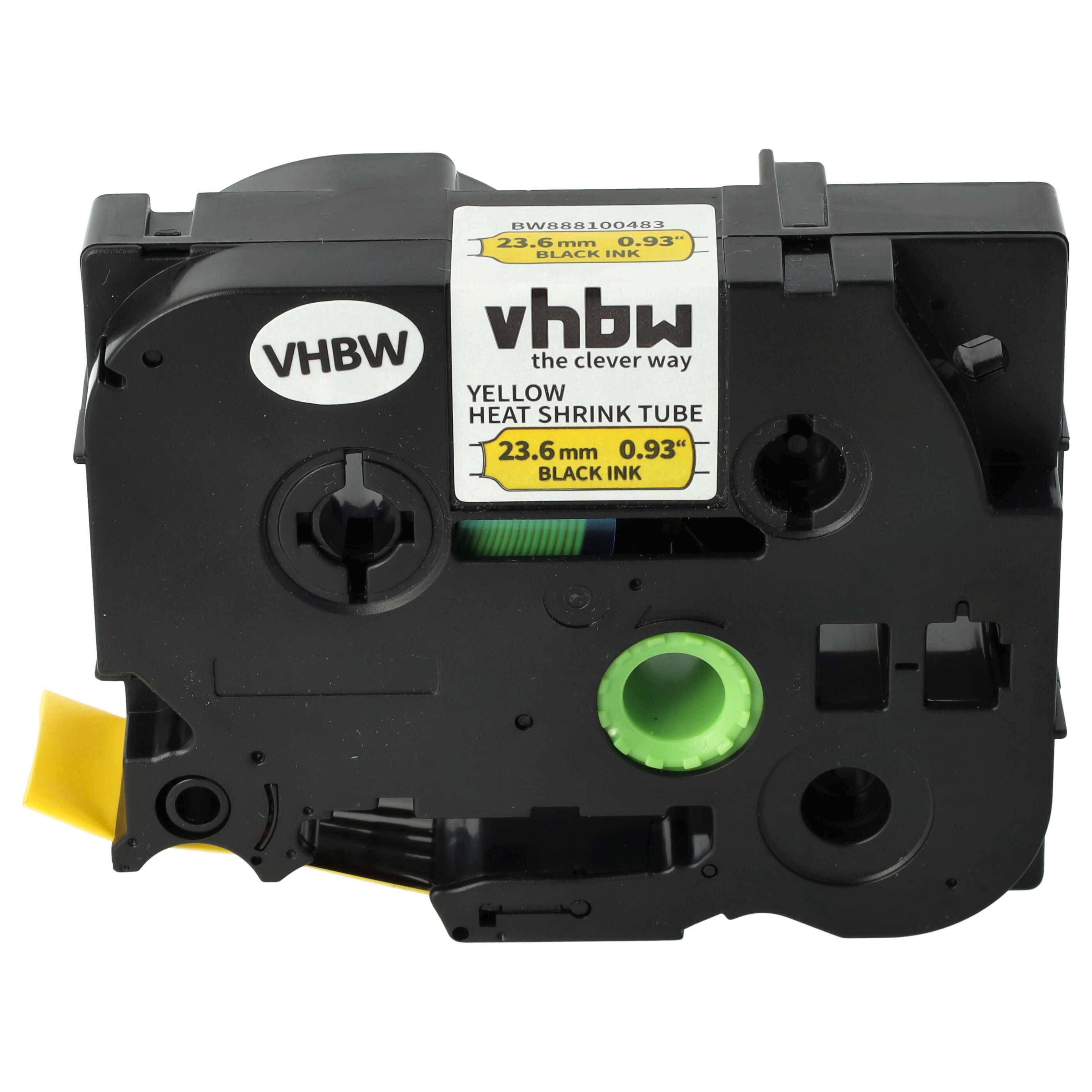 vhbw Schriftband-Kassette kompatibel mit Brother PT H500LI, H500, P700, P750 Etiketten-Drucker Schwarz auf Gelb, Schrumpfschlauch-Kassette