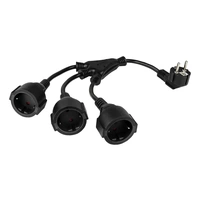 W-Netzkabel Schutzkontakt-Stecker Typ E+F (CEE 7/7, gewinkelt) an 3x Buchse, schwarz, 0,2m W-Netzkabel Schutzkontakt-Stecker Typ E+F (CEE 7/7, gewinkelt) an 3x Buchse, schwarz, 0,2m