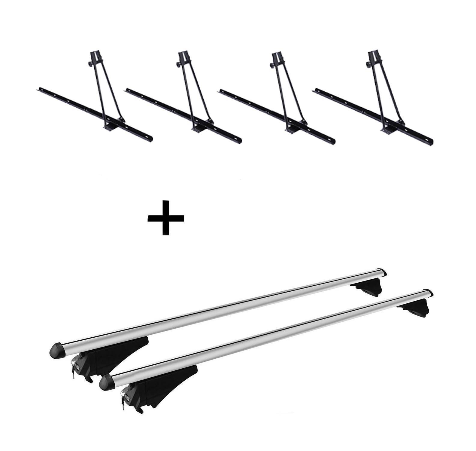 4x Fahrradträger ORION + Alu Dachträger Tiger Relingträger kompatibel mit für VW T-Cross (1C)ab 18
