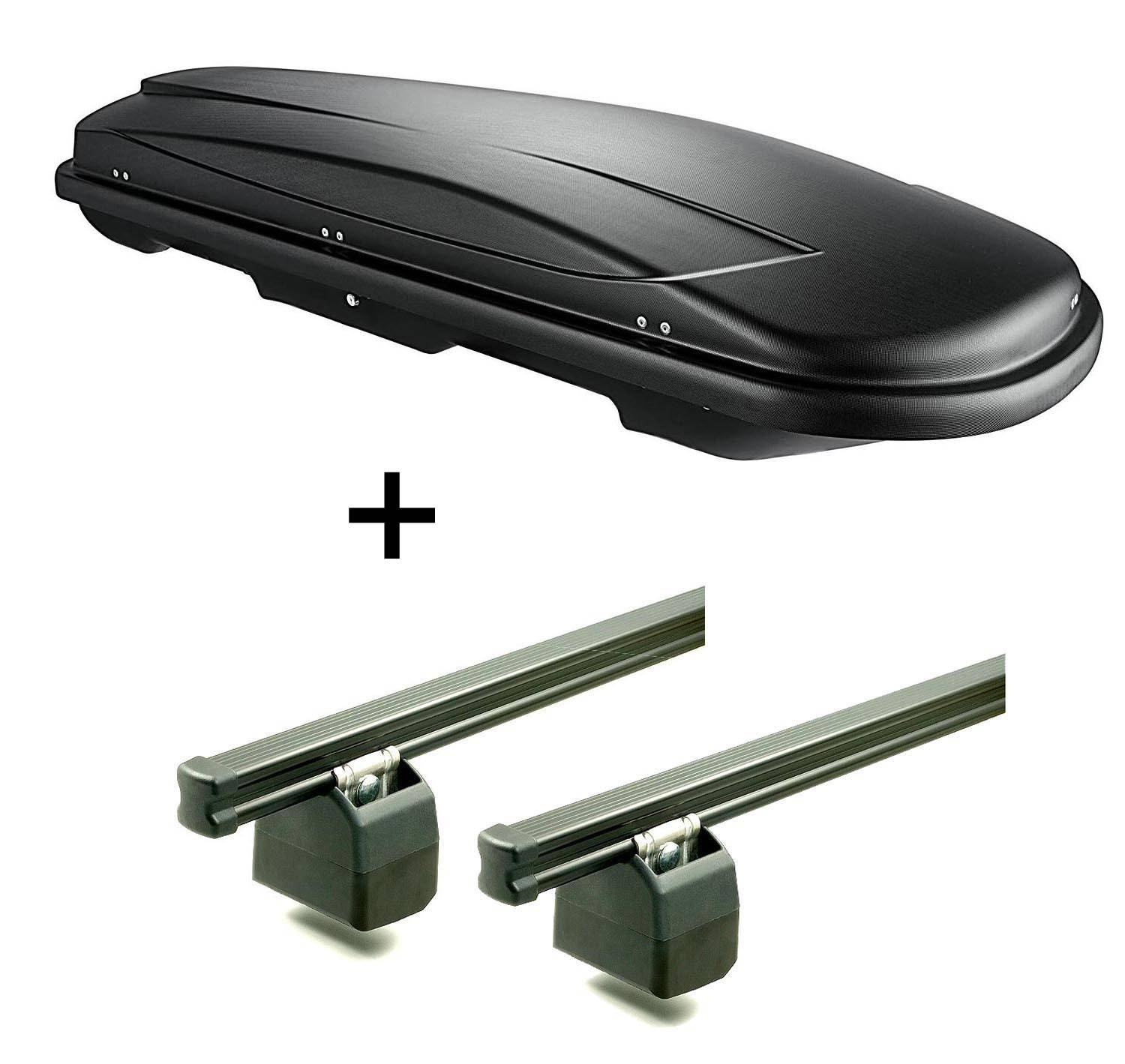 VDP Dachbox VDPJUXT600 Liter abschließbar + AURILIS PRO Dachgepäckträger kompatibel mit für Dacia Dokker ab 11/2012