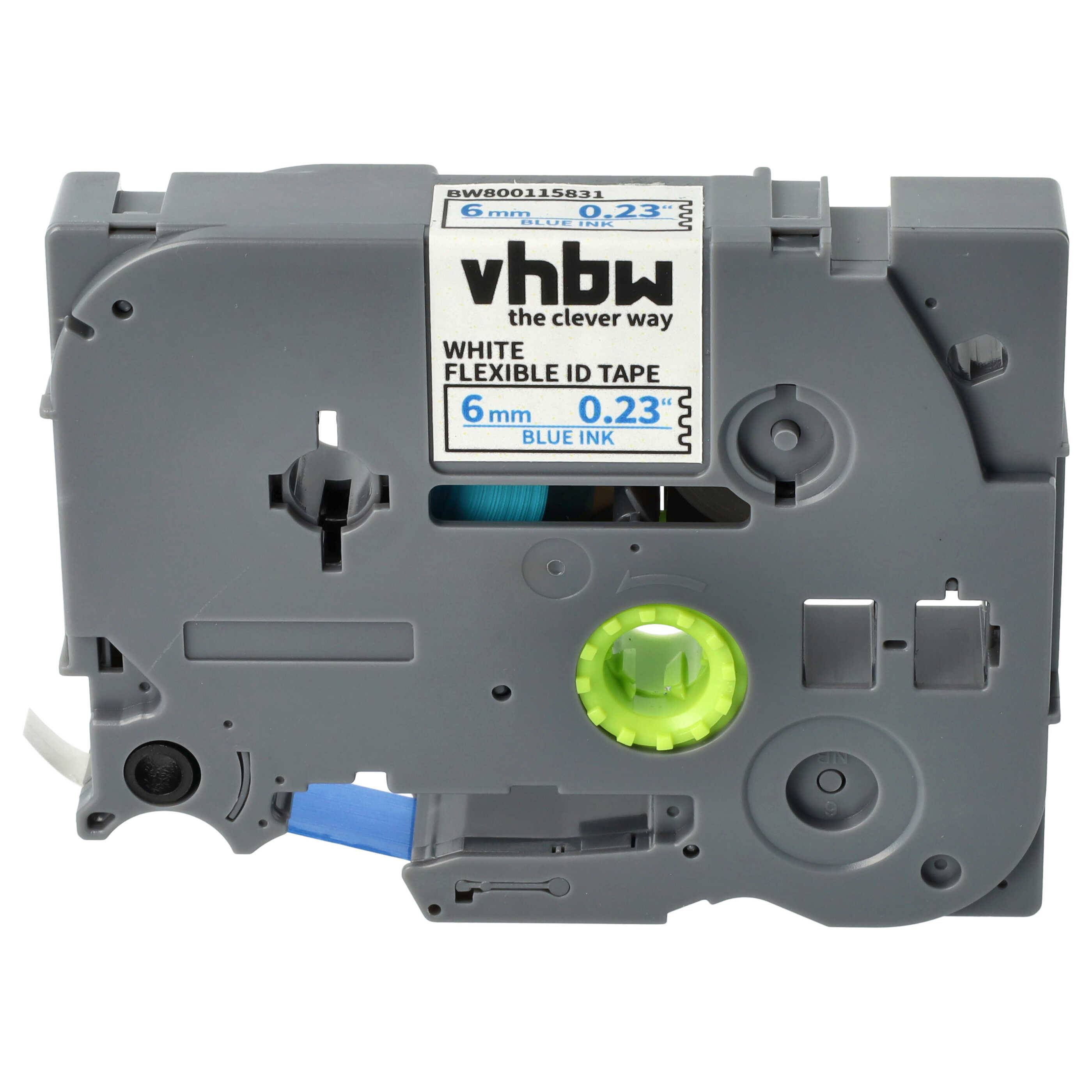 vhbw Schriftband-Kassette Ersatz für Brother TZE-FX213 für Etiketten-Drucker 8m x 6mm Blau auf Weiß, Flexibel