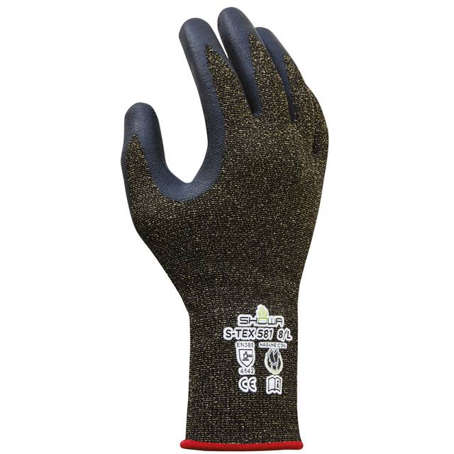 SHOWA® 581 Handschuh Gr.6 Kevlarverstärktes Hagane Coil, Nitril Grau-schwarz, S