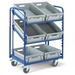 Rollcart Eurokastenwagen inkl. Kästen in grau mit 2 offenen neigbaren Ladeflächen 410x620mm Rollcart Eurokastenwagen inkl. Kästen in grau mit 2 offenen neigbaren Ladeflächen 410x620mm