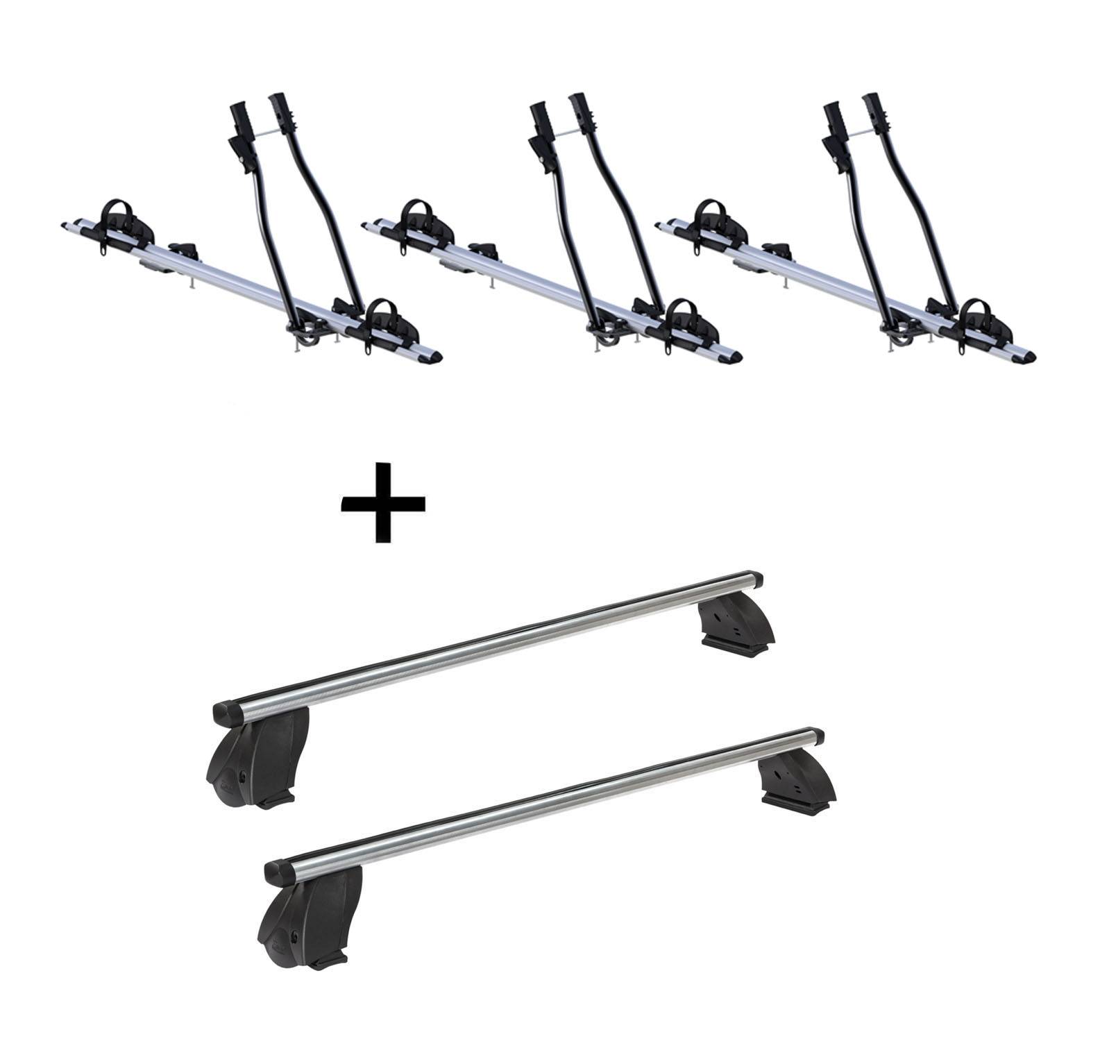 3x Fahrradträger SAGITTAR + Dachträger K1 PRO Aluminium kompatibel mit für Nissan Nv 200 ab 09