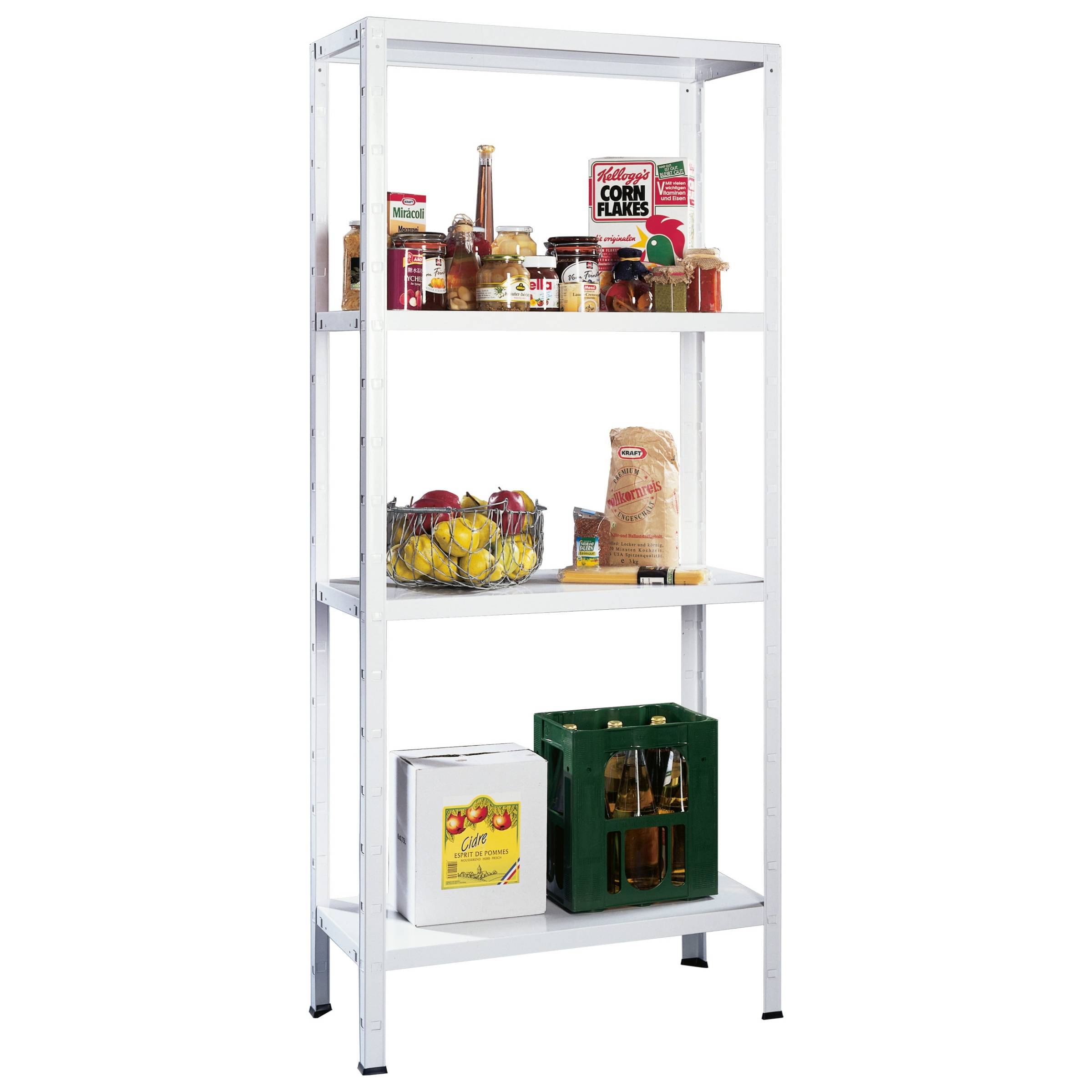 Schulte Fachbodenregal 1000x1800x400mm in sonderweiß mit 4 Böden aus Metall 65kg Fachlast