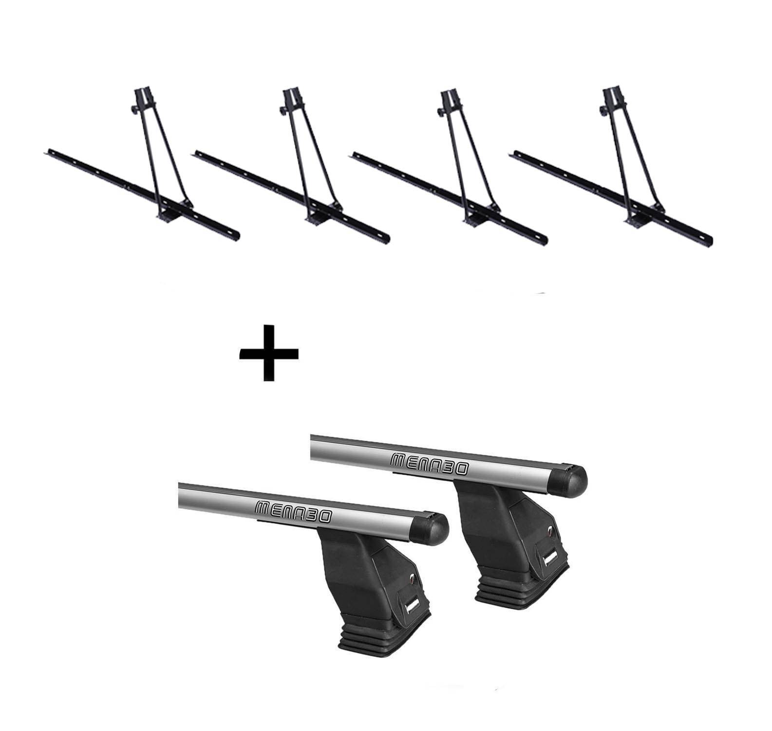 4x Fahrradträger ORION + Dachträger Menabo Tema kompatibel mit für Renault Scenic II 2003-2008