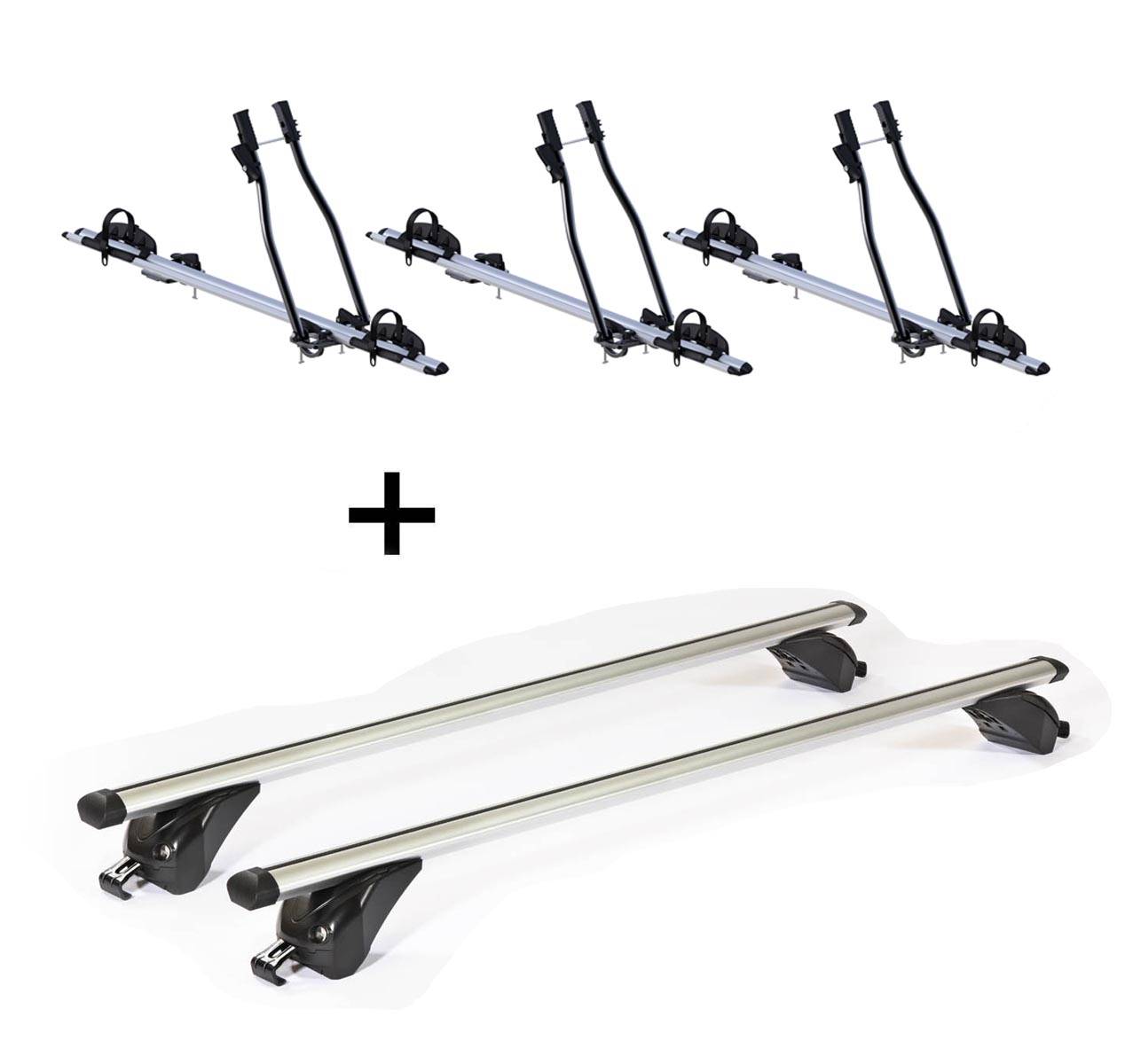3x Fahrradträger SAGITTAR + Dachträger/Relingträger VDP KING1 kompatibel mit für Jaguar XF Sportbrake (5 Türer) ab 13