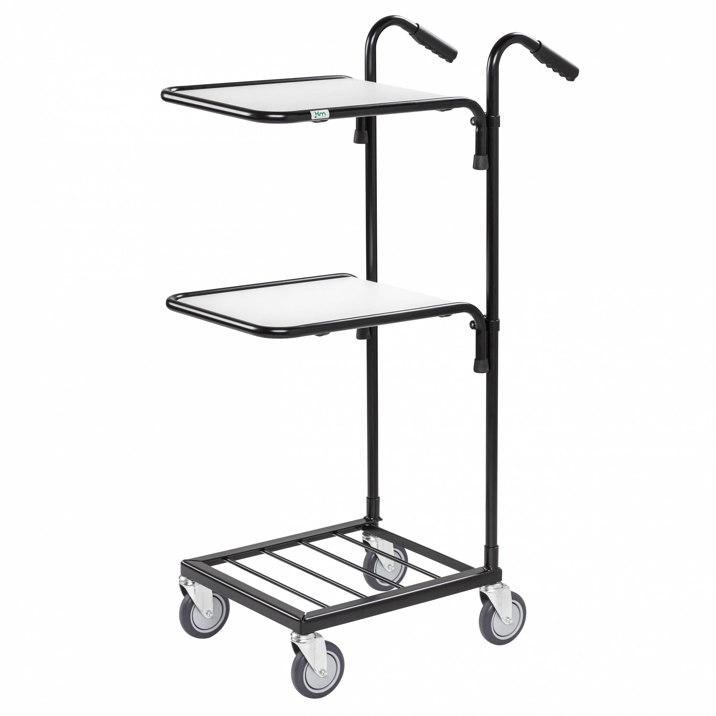 Kongamek Mini- Servierwagen in schwarz mit 2 Ladeflächen 410x355mm und Bremse