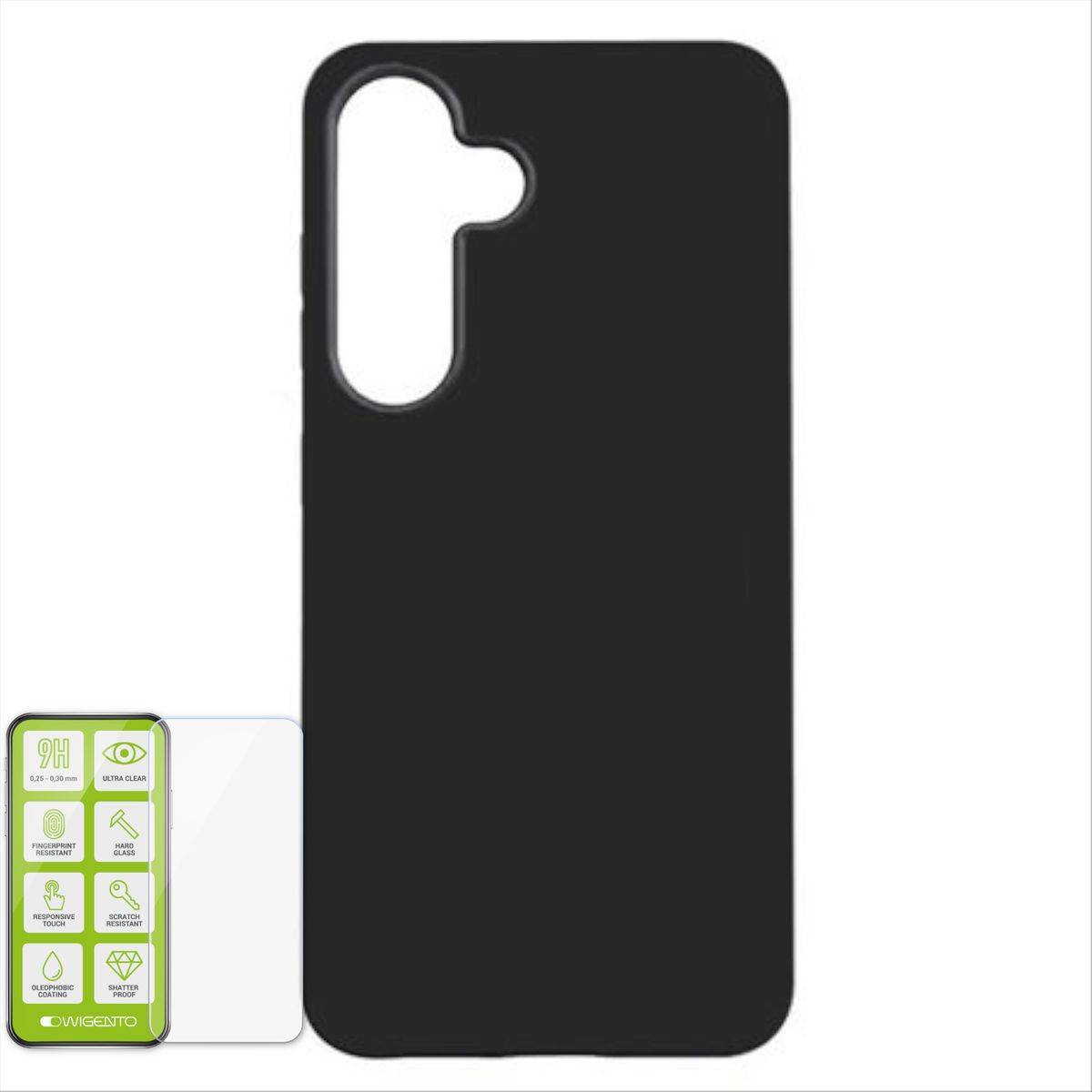 Für Samsung Galaxy S24 TPU Hülle Case Schwarz + 0,26 H9 Glas Schutz
