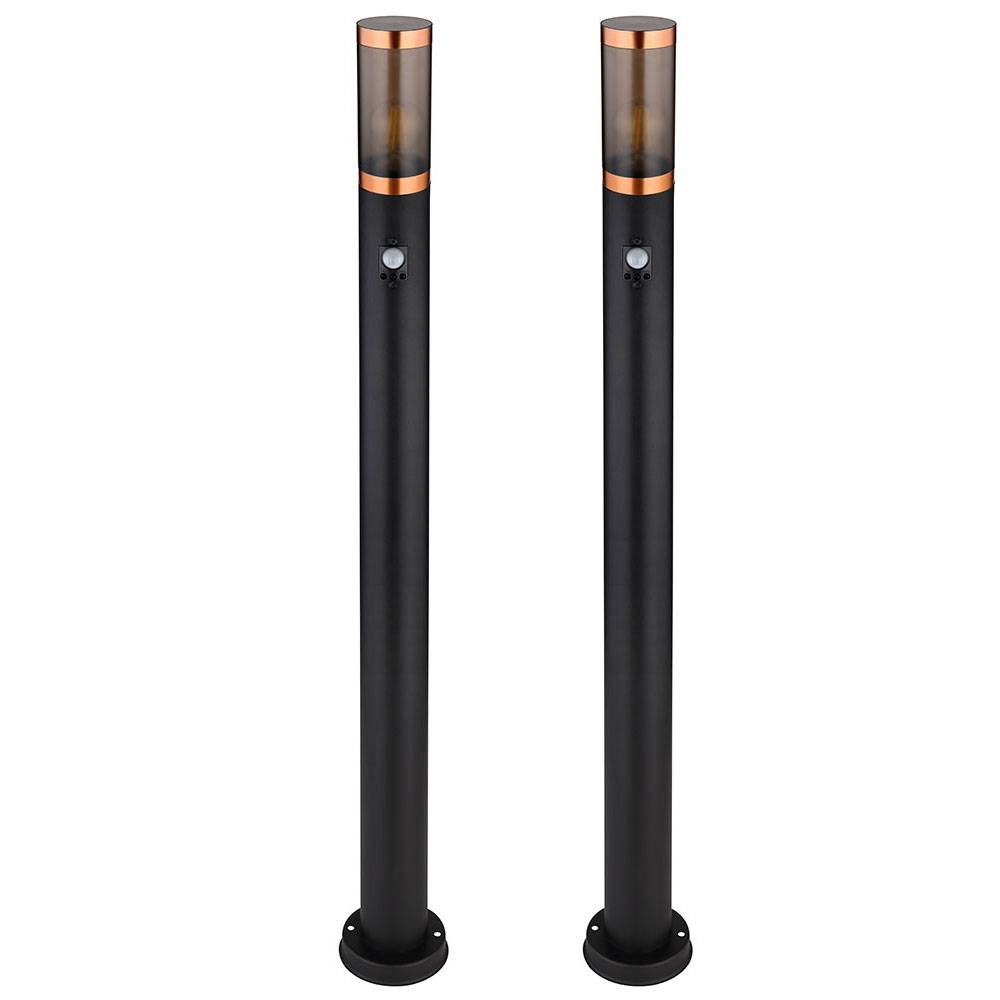 Standleuchte Stehleuchte rauch Kupfer Außen Bewegungsmelder Garten Edelstahl, 1x E27, DxH 7,6x110 cm, 2er Set