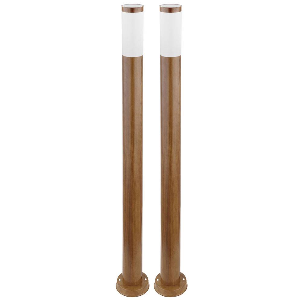 Stehleuchte Außenleuchte Gartenlampe Standleuchte Wegelampe Terrasse IP44, Edelstahl holzoptik, 1x E27 Fassung, DxH 12,7x110 cm, 2er Set