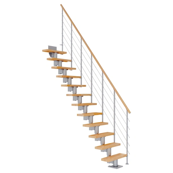 Dolle Mittelholmtreppe Dublin Gerade aus Buche lackiert 61 cm breit für GH 259–315 cm UK Metall Perlgrau mitlaufende Edelstahlstäbe Dolle Mittelholmtreppe Dublin Gerade aus Buche lackiert 61 cm breit für GH 259–315 cm UK Metall Perlgrau mitlaufende Edelstahlstäbe