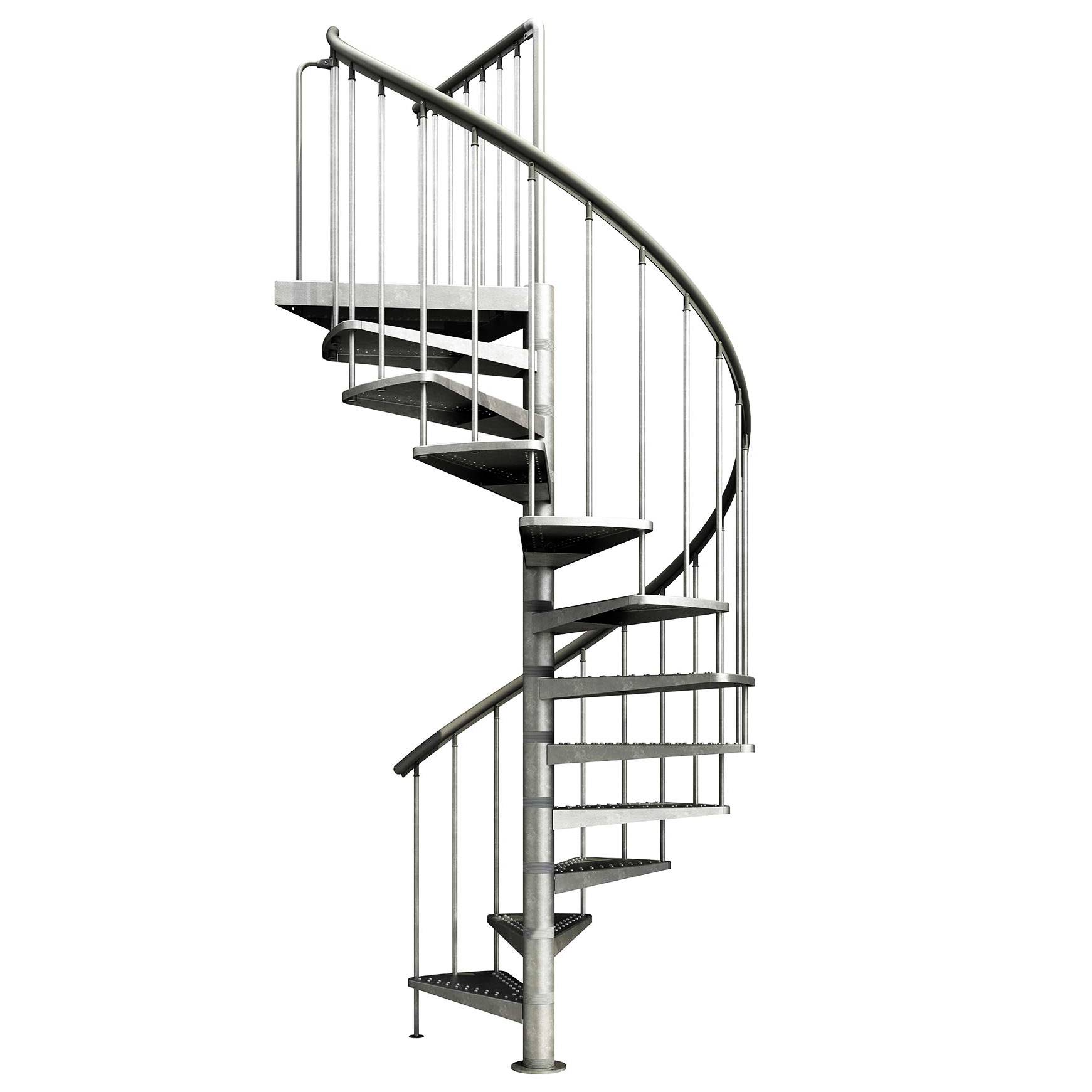 Dolle Aussentreppe Gardenspin 348,5-399,5cm Geschosshöhe 16 Stufen Metall gelocht Aussen-Ø155cm